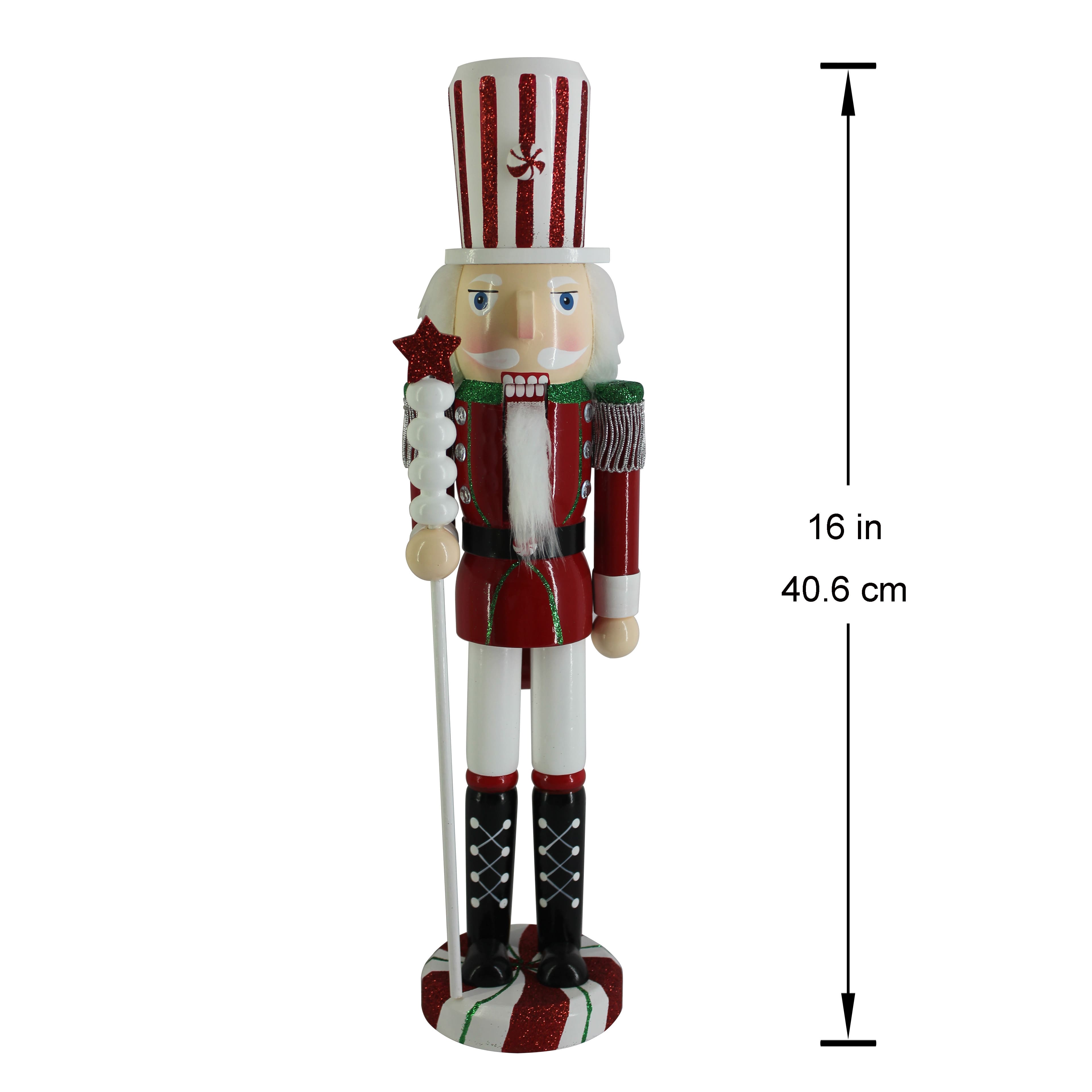 16&#x22; Red &#x26; White Peppermint Nutcracker by Ashland&#xAE;