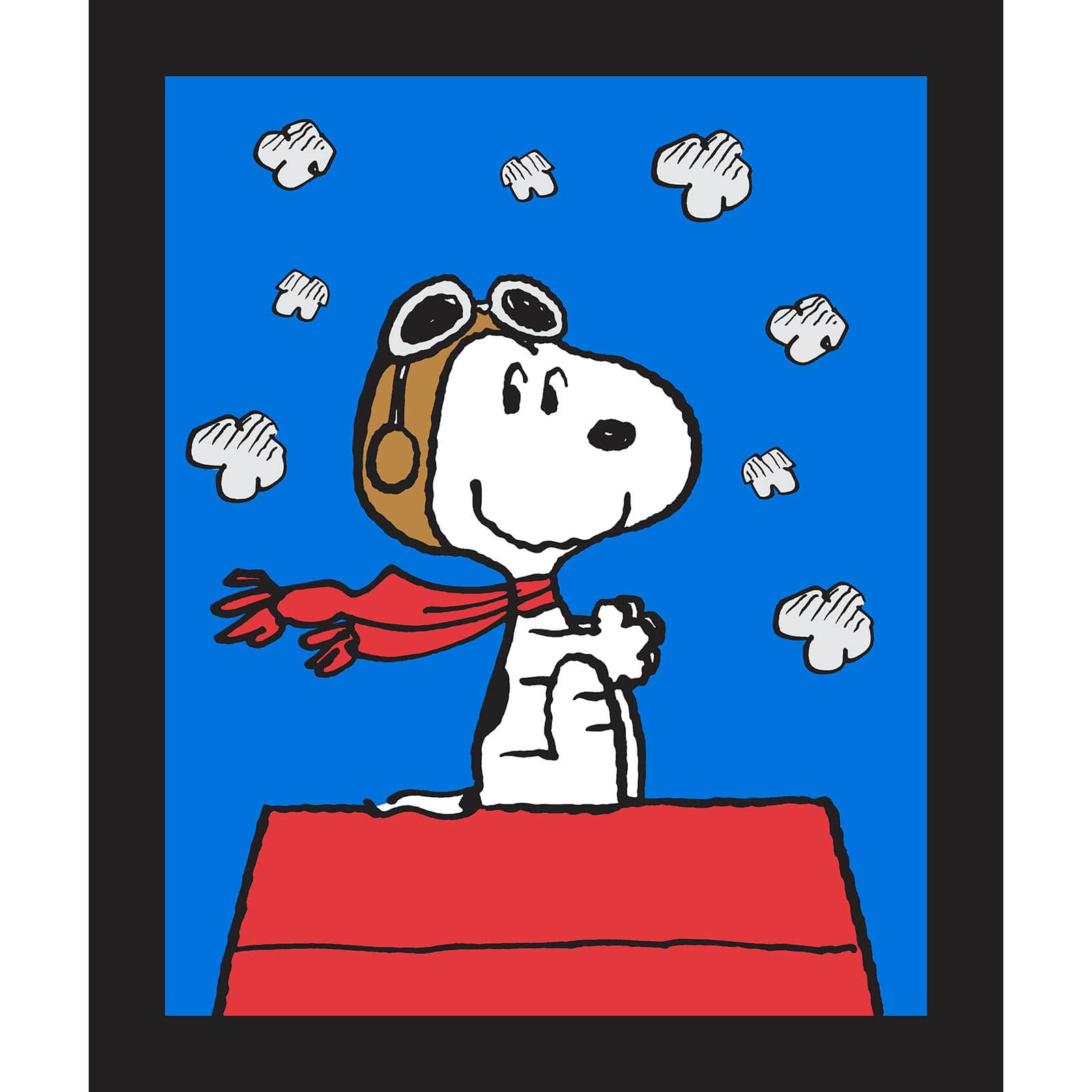Peanuts Blue Snoopy Red Baron Panel Cotton Fabric