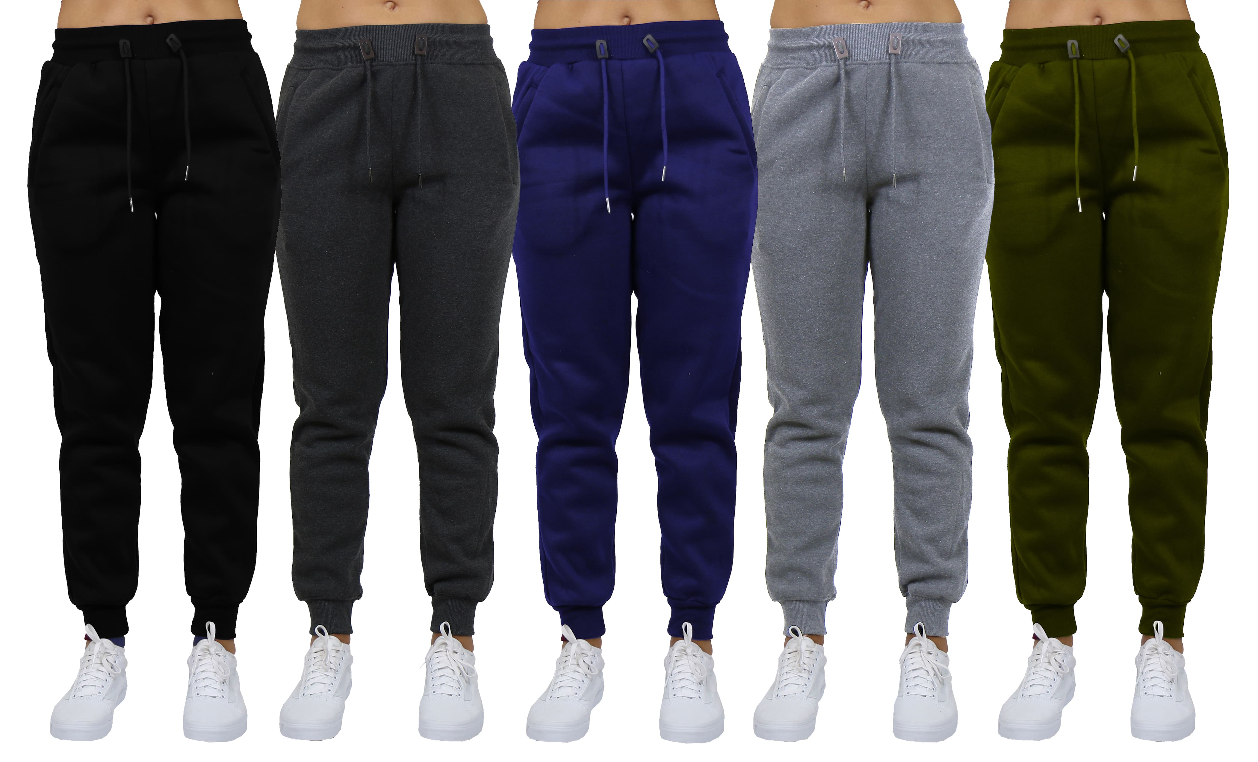 Galaxy by Harvic Women's Relaxed Fit Fleece-Lined Jogger Sweatpants 5 Pack