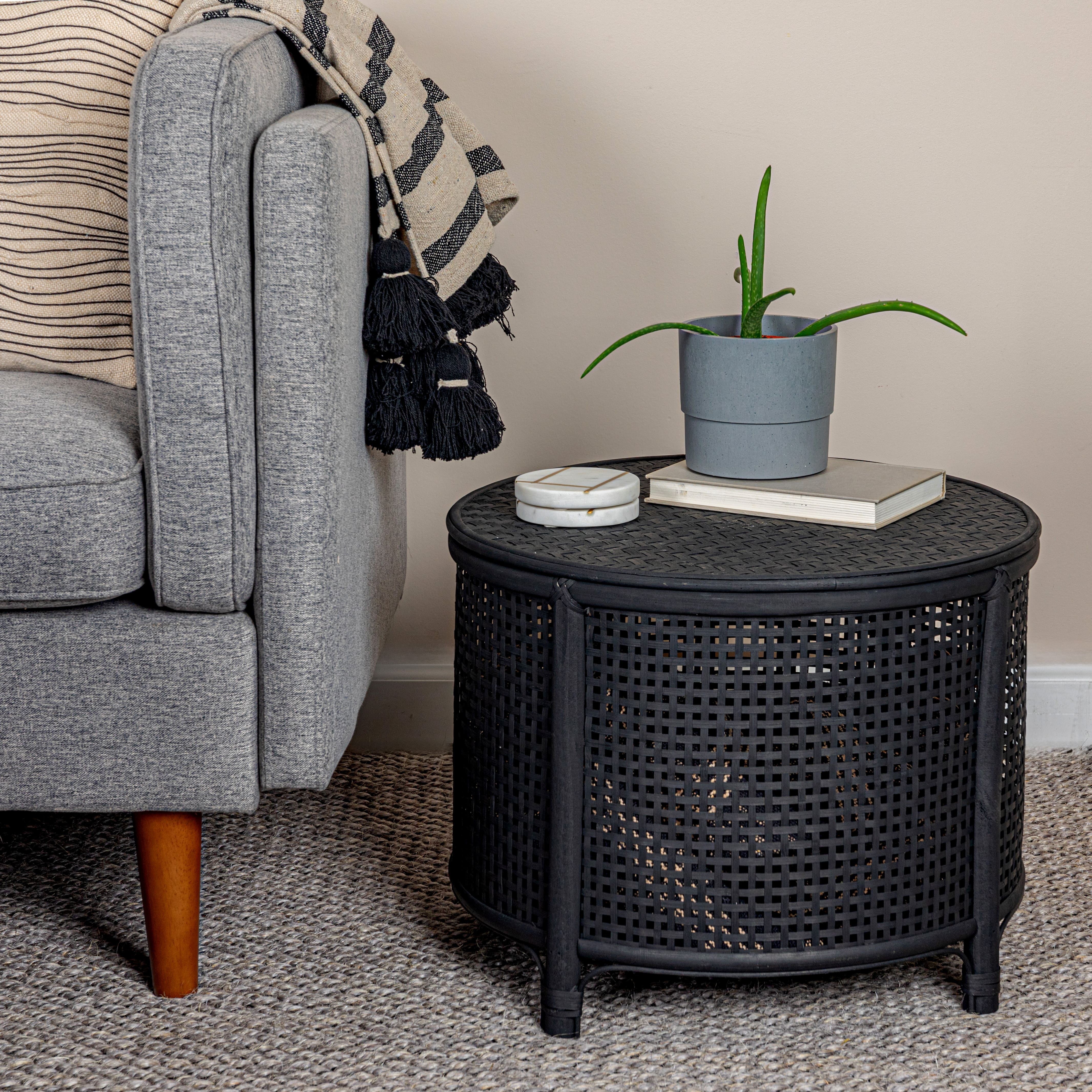 Hello Honey® Round Bamboo & Rattan Accent Table