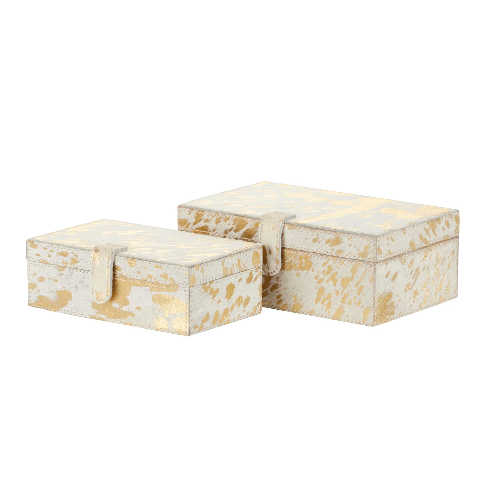 White &#x26; Gold Leather Rustic Box Set