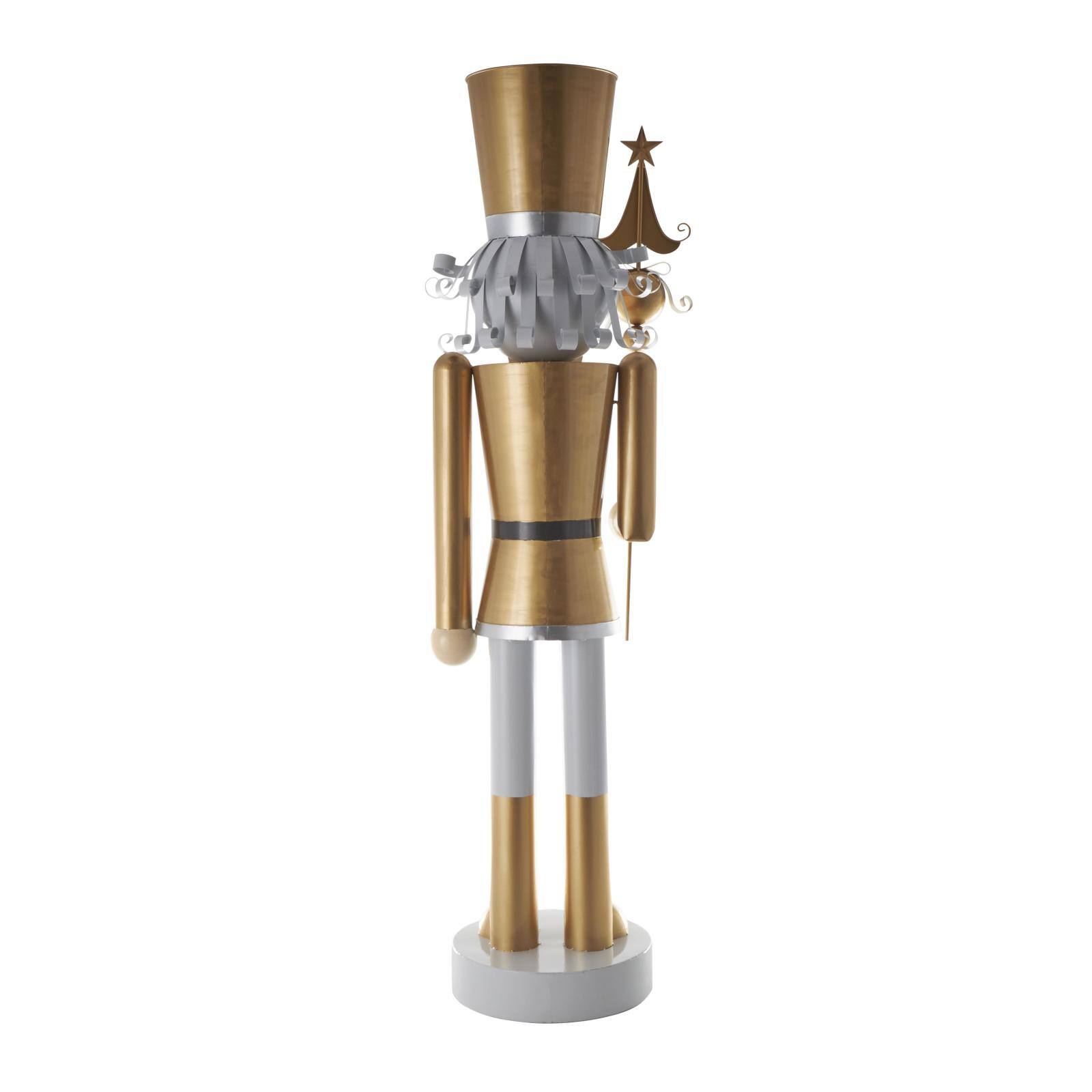 6ft. Gold &#x26; Silver Metal Standing Nutcracker Sculpture