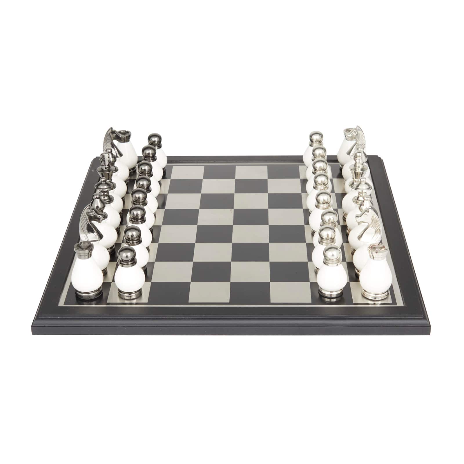 Black Aluminum Contemporary Game Set, 16" x 16" x 4"