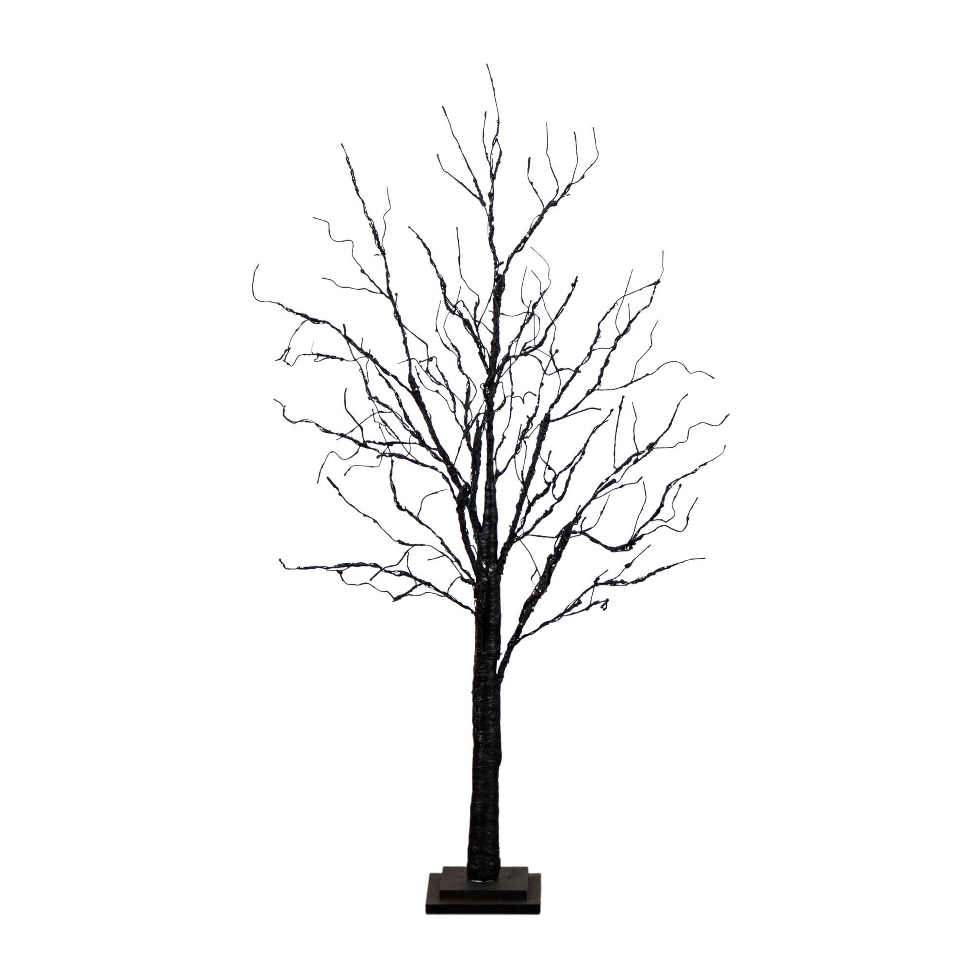 4ft. Pre-Lit Halloween Black Twig Artificial Tree with 180 Orange &#x26; Purple LED Lights