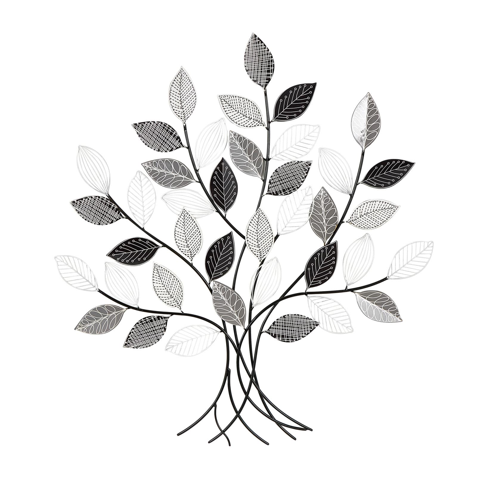 Black Metal Tree Wall décor with Various Patterned Leaves