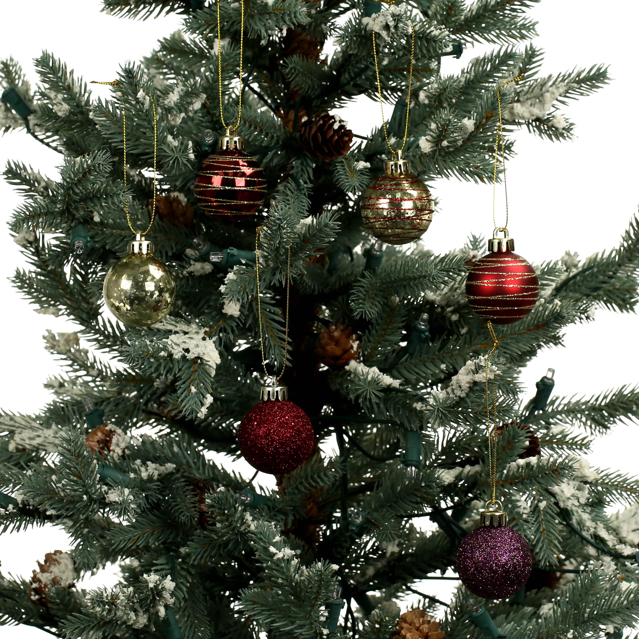 7 Pack 1.5&#x22; Burgundy, Red &#x26; Gold Shatterproof Ball Ornaments by Ashland&#xAE;