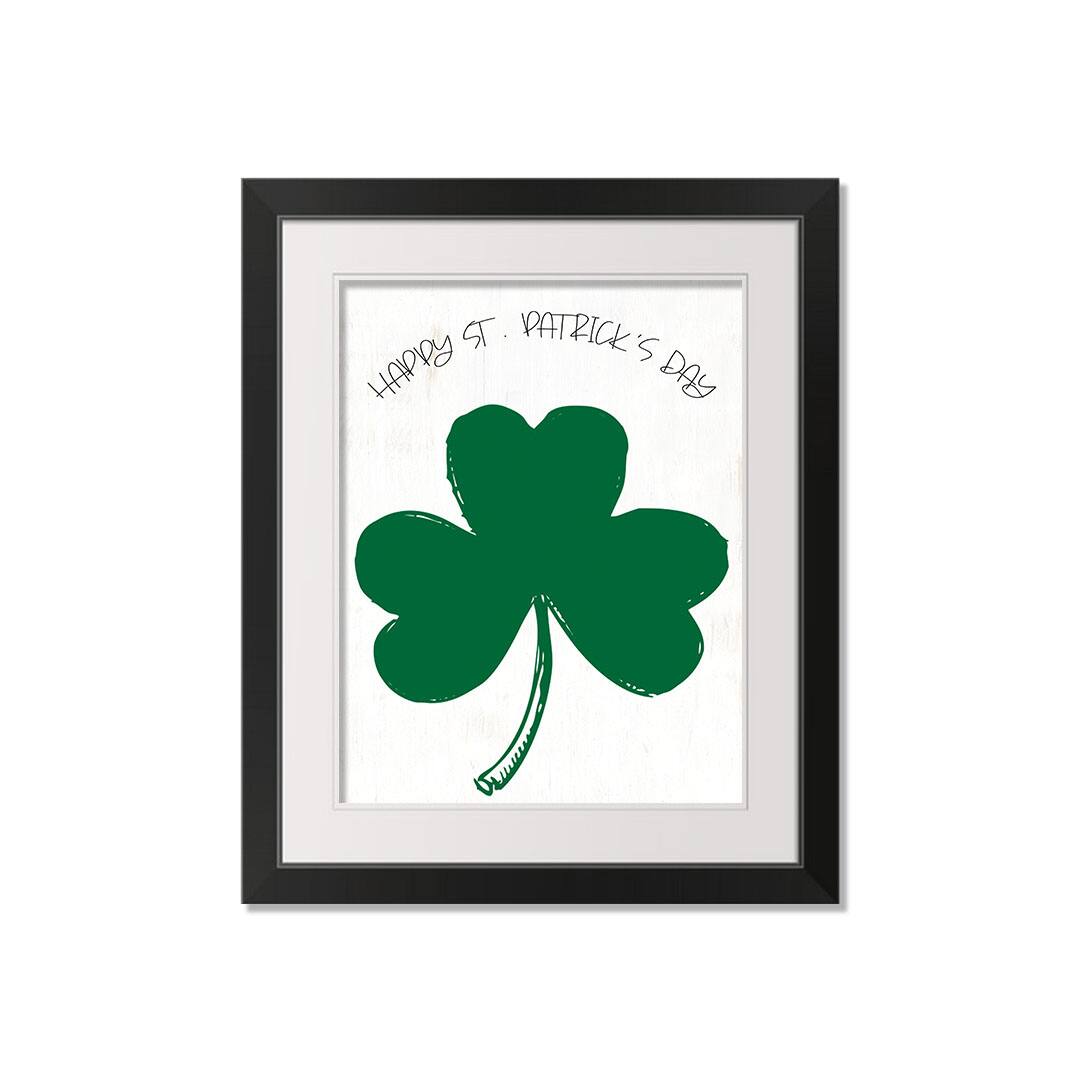 Happy Patricks Day Clover 16" x 20" Black Framed Print Under Plexiglass