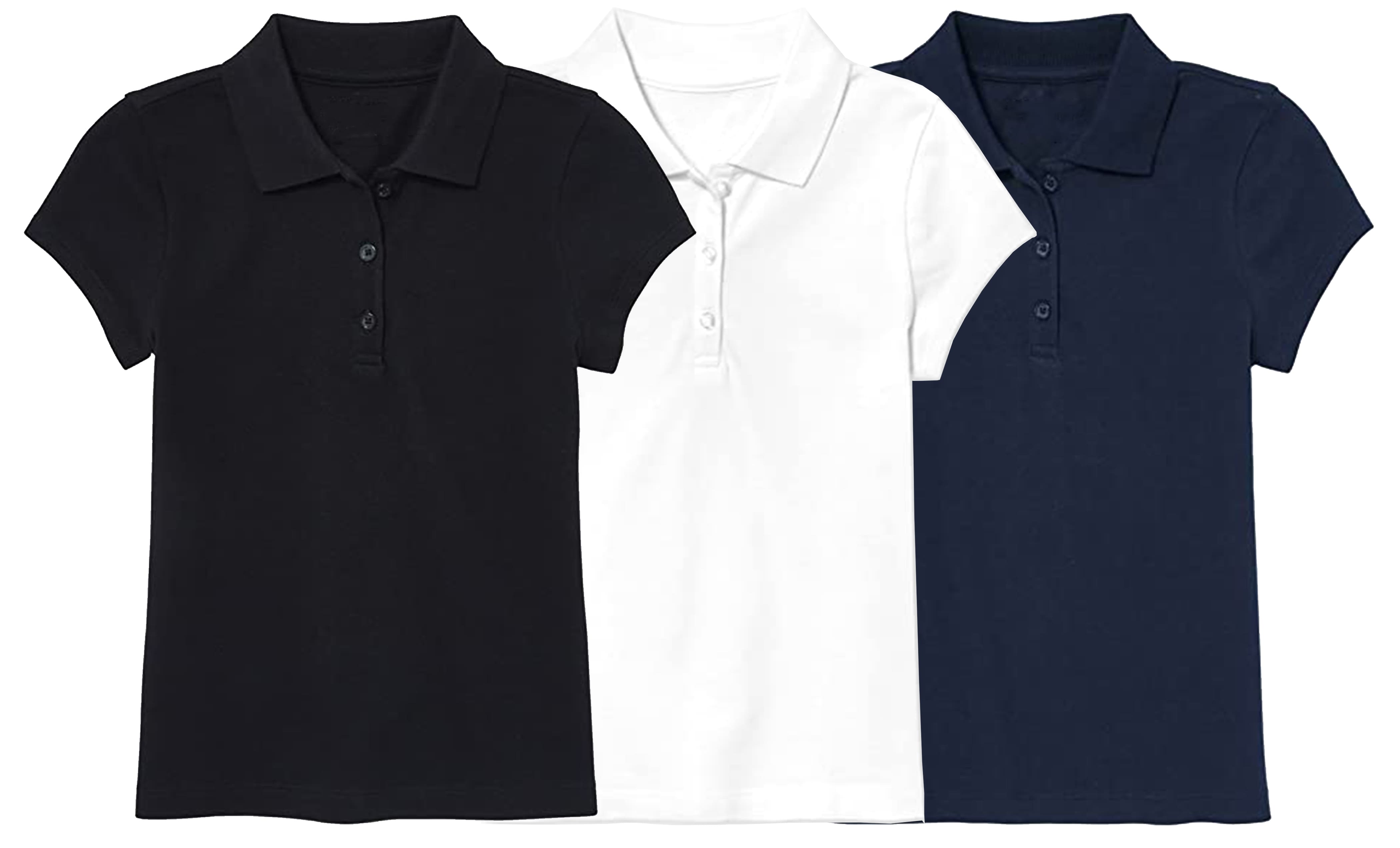 Galaxy by Harvic Short Sleeve Stretch Girl’s Pique Polo Shirt 3 Pack