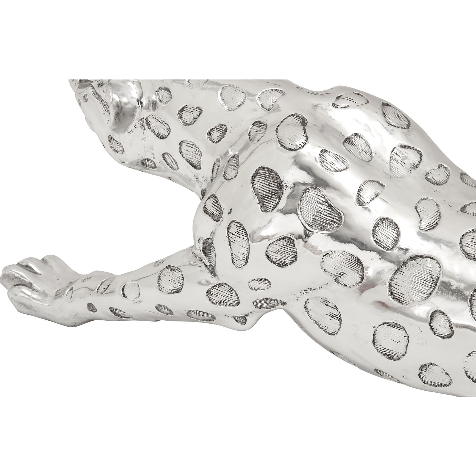 48&#x22; Silver Modern Leopard Sculpture