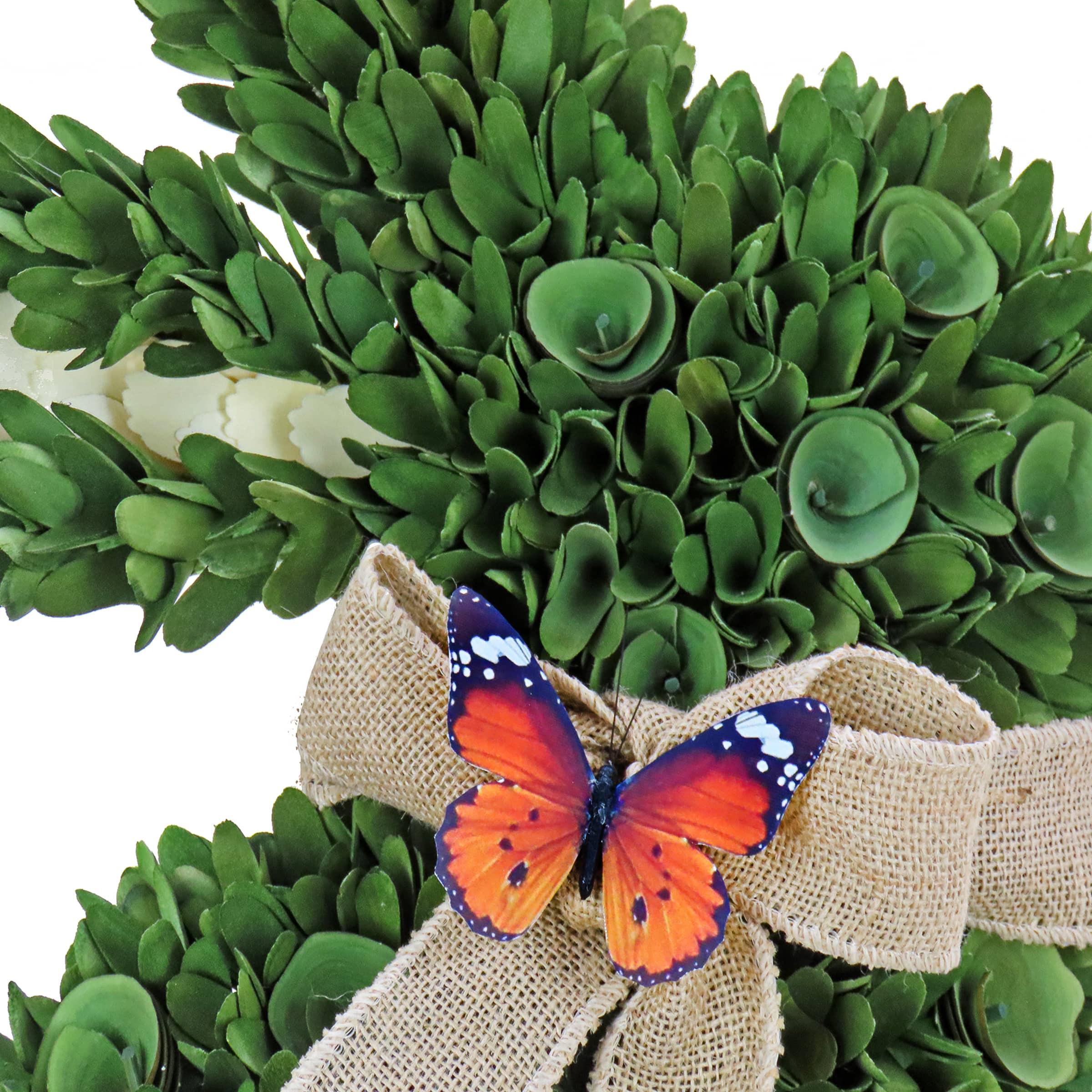 22" Green Floral Bunny Hanging Accent