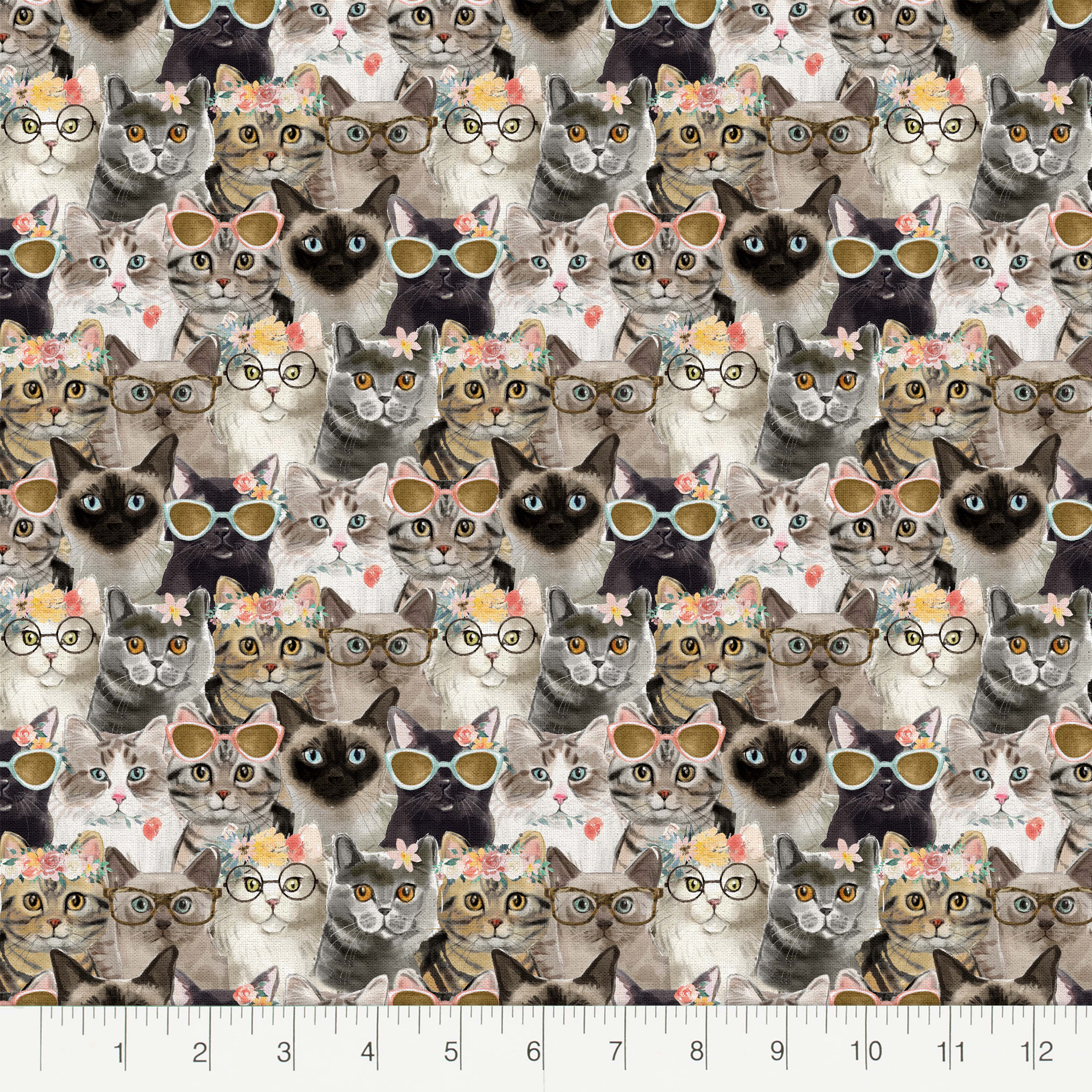 Fabric Editions Cool Kittens Cotton Fabric