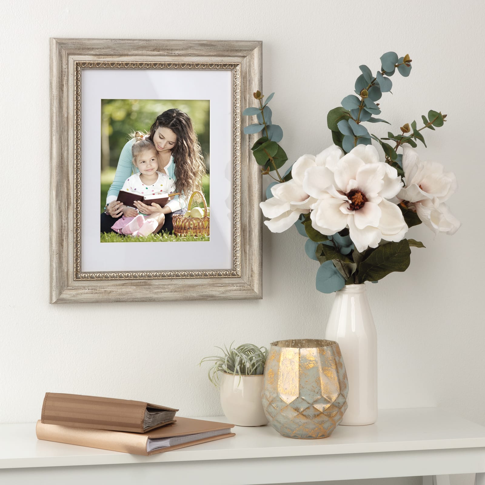 Brown Whitewashed &#x26; Gold 8&#x22; x 10&#x22; Frame with Mat, Home by Studio D&#xE9;cor&#xAE; 
