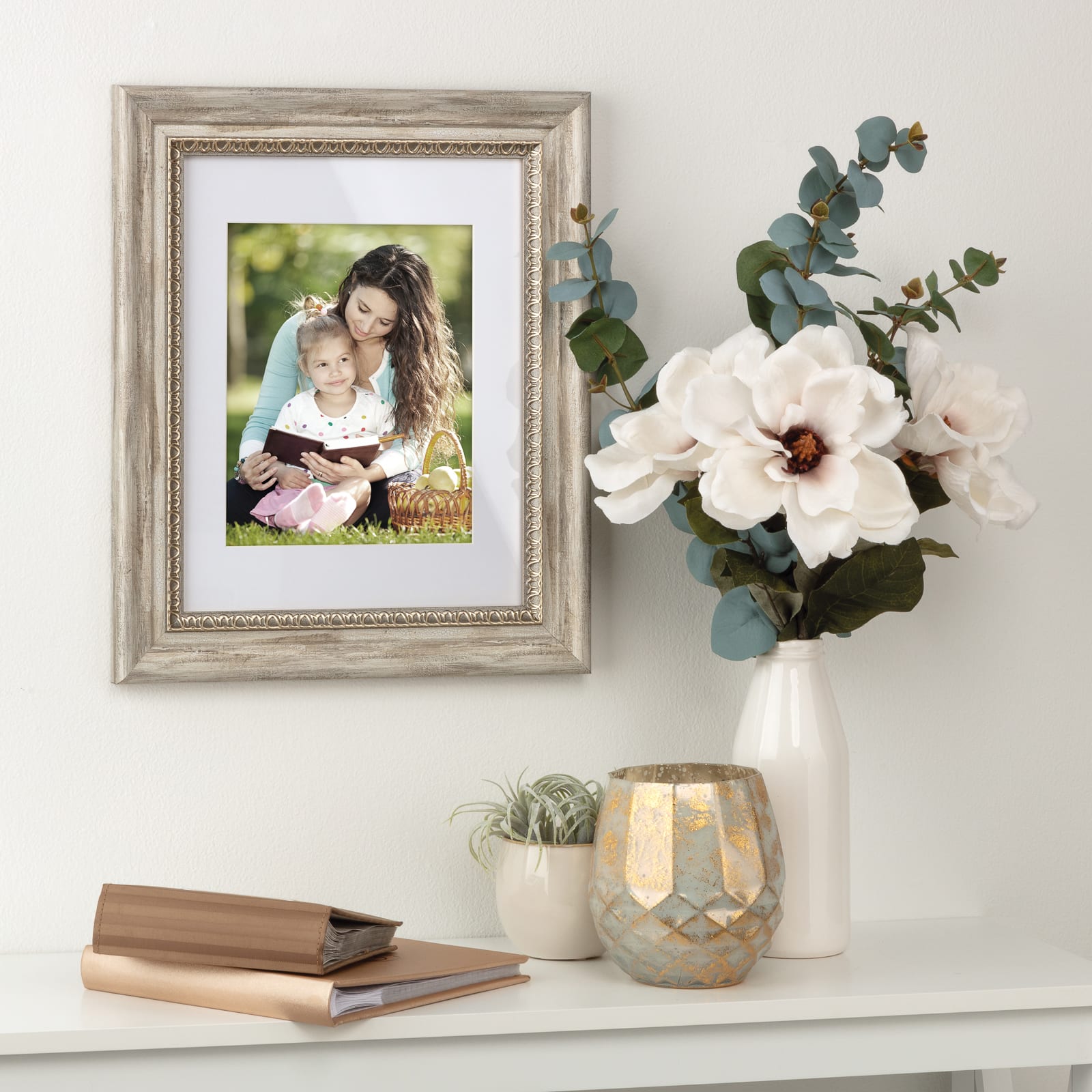 Brown Whitewashed &#x26; Gold 8&#x22; x 10&#x22; Frame with Mat, Home by Studio D&#xE9;cor&#xAE;