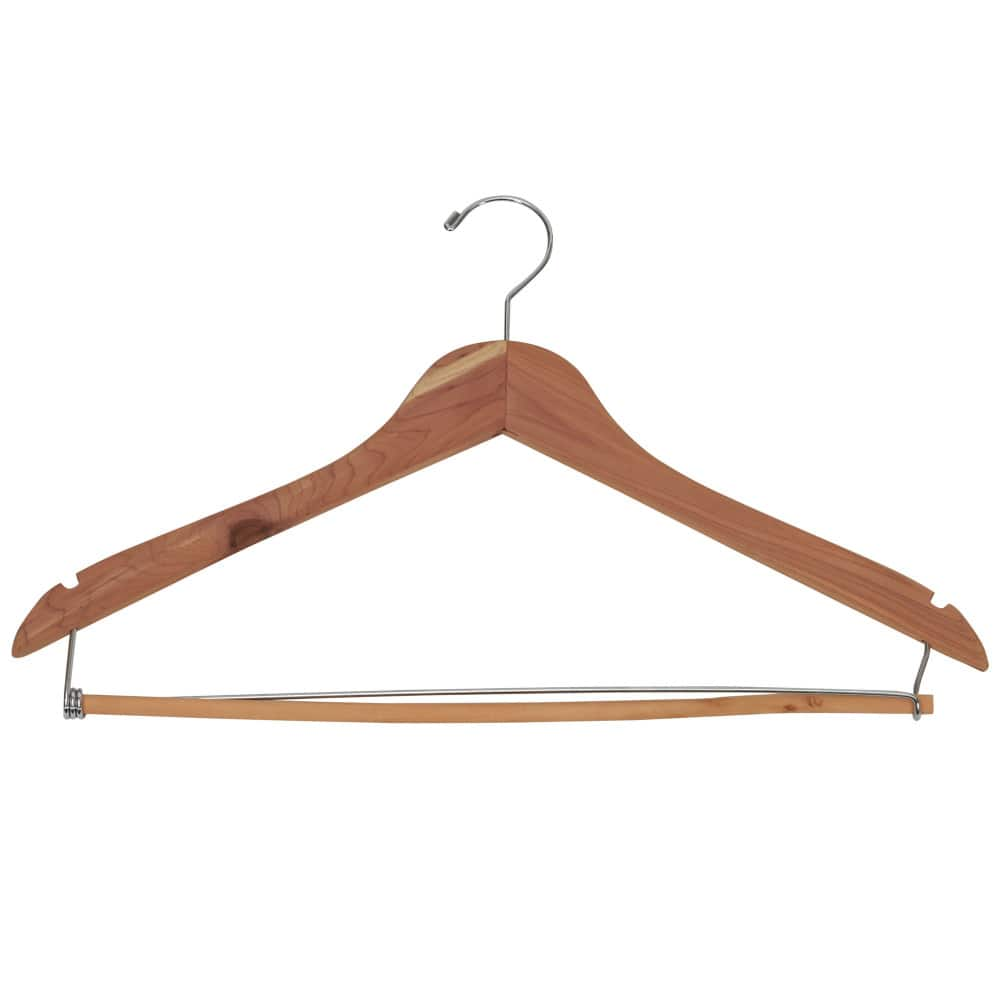 Household Essentials Cedar Coat Hanger with Locking Bar (Set of 4)