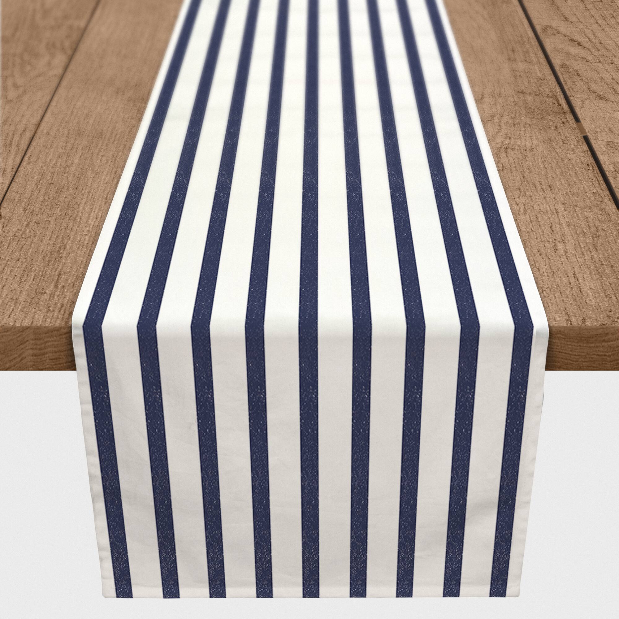 Blue &#x26; White Sea Stripes Outdoor Table Runner