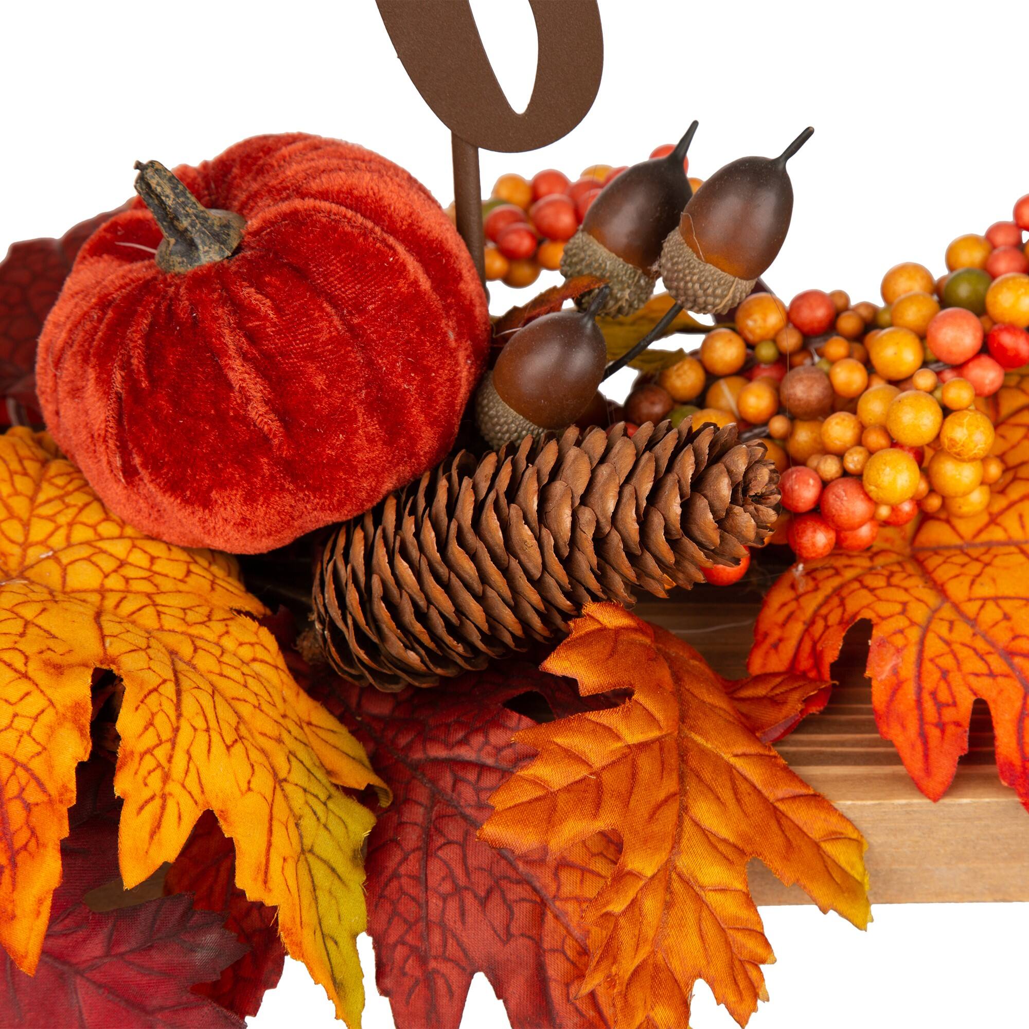 24&#x22; GlitzHome&#xAE; Thankful Floral Tabletop Sign