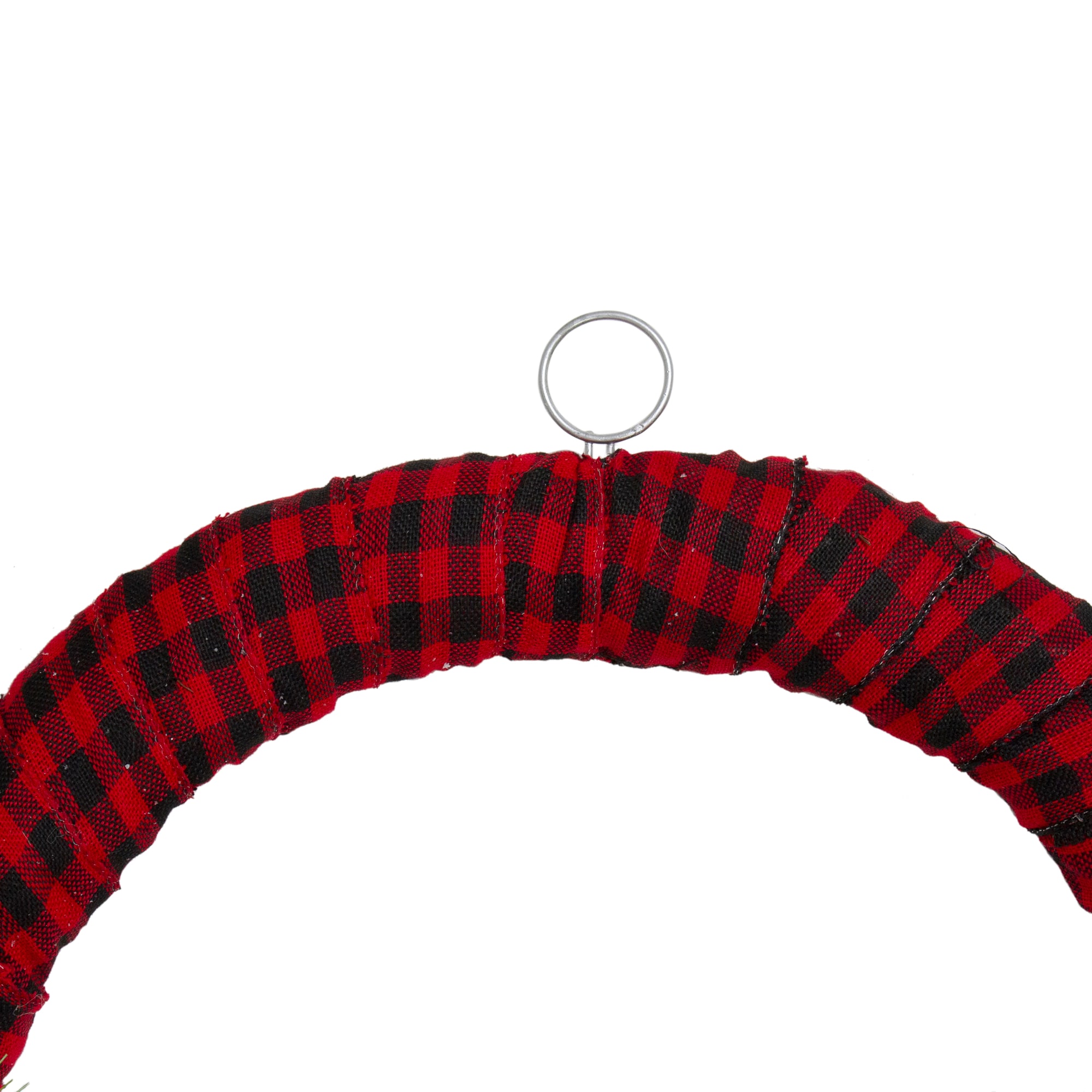 24" Red And Black Buffalo Plaid And Berry Artificial Wreath