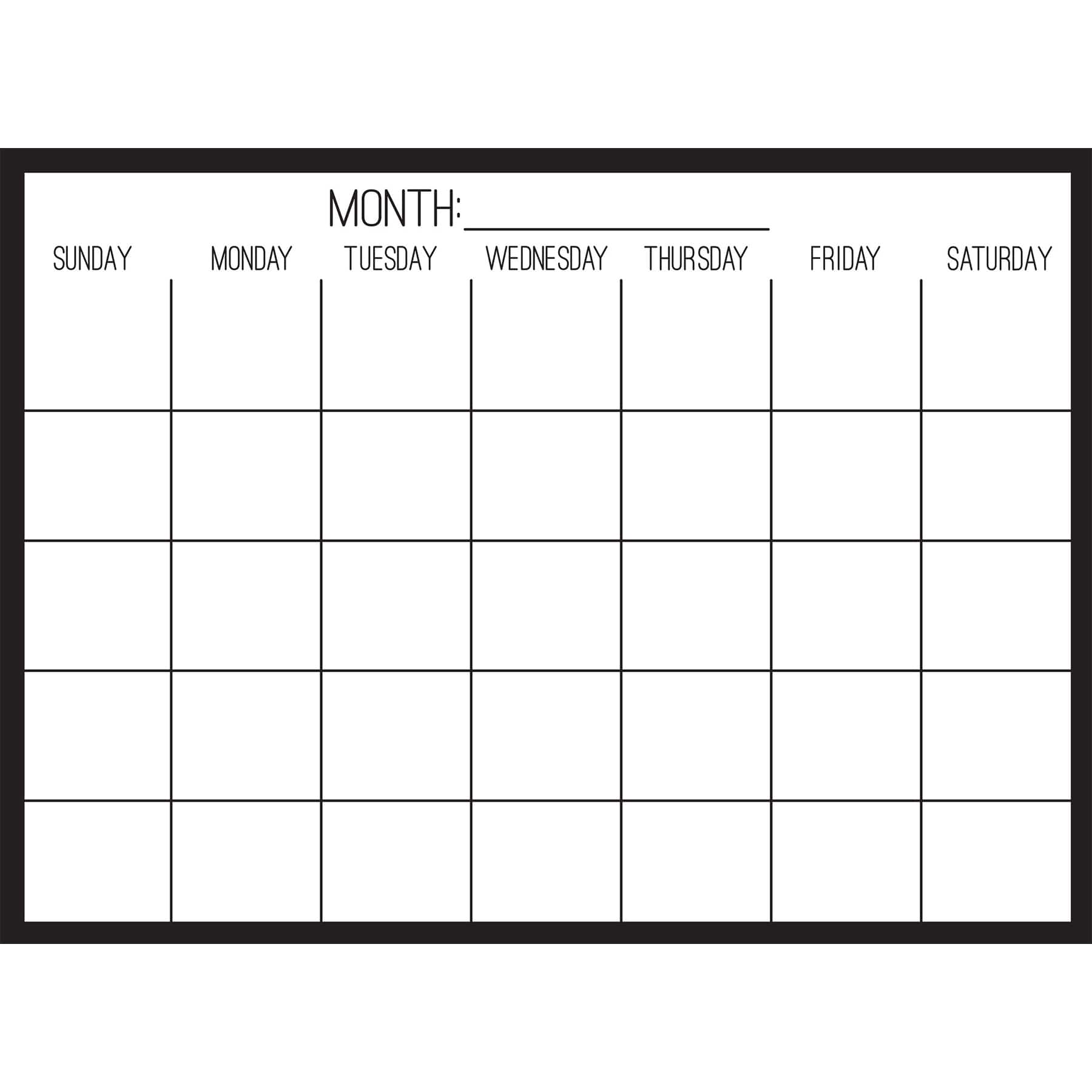 WallPops Clear with Black Edge Monthly Dry Erase Calendar
