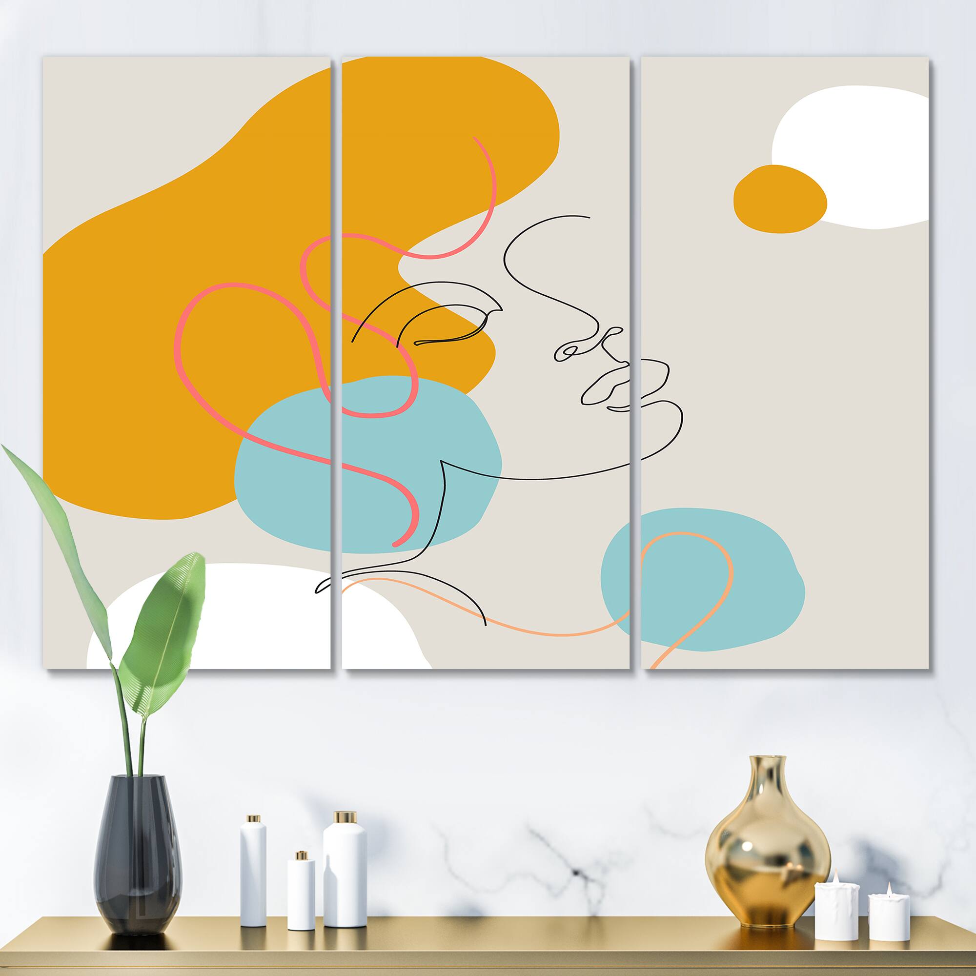 Designart - Minimal One Line Portrait of Female Face I