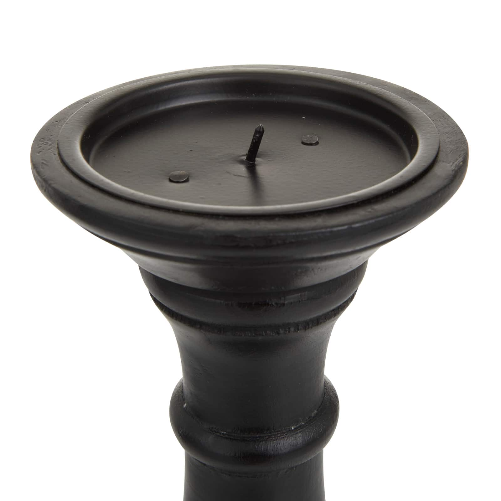 Set of 3 Black Mango Wood Traditional Candle Holders, 10&#x22; x 4&#x22; x 4&#x22;