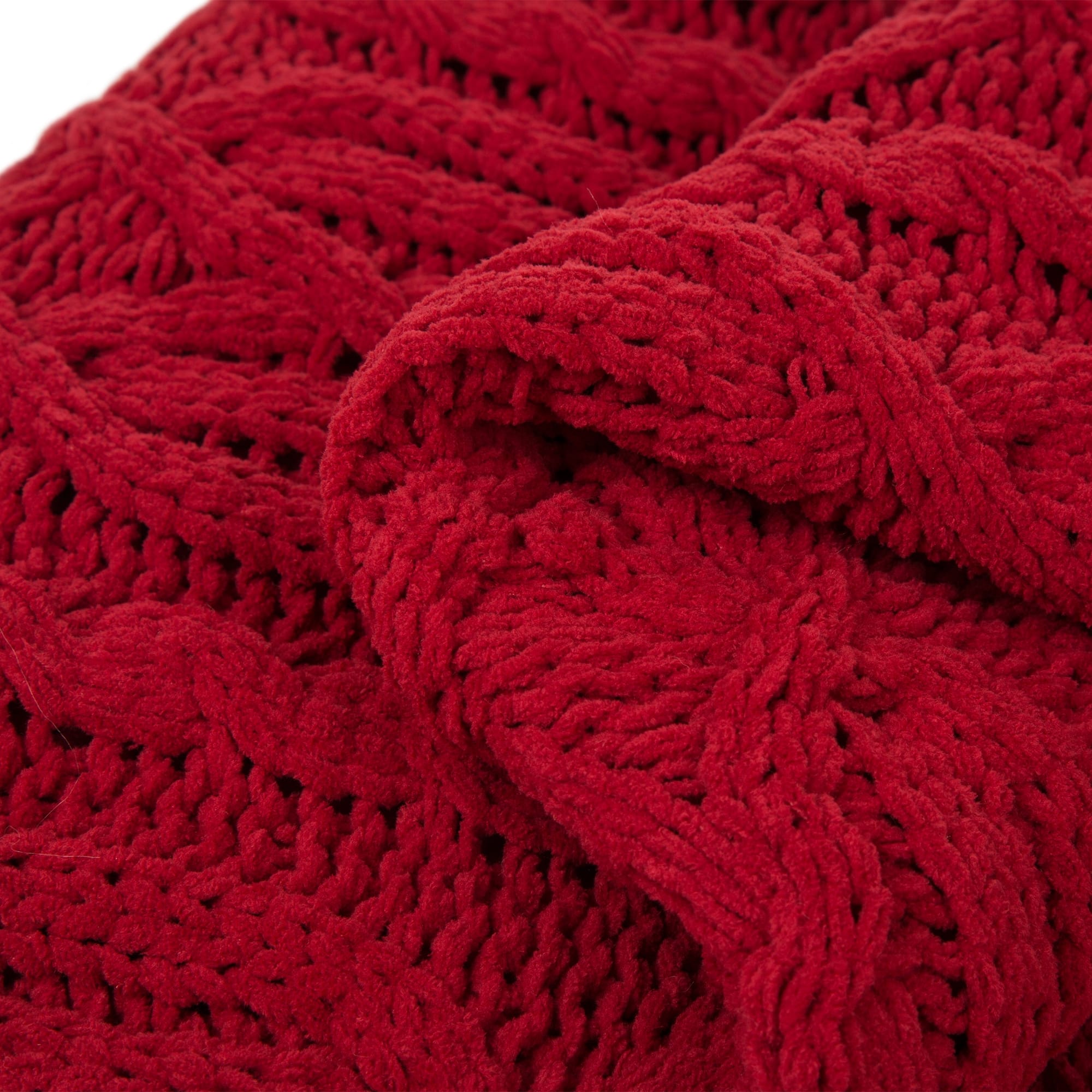 Glitzhome&#xAE; Knitted Polyester Red Throw Blanket