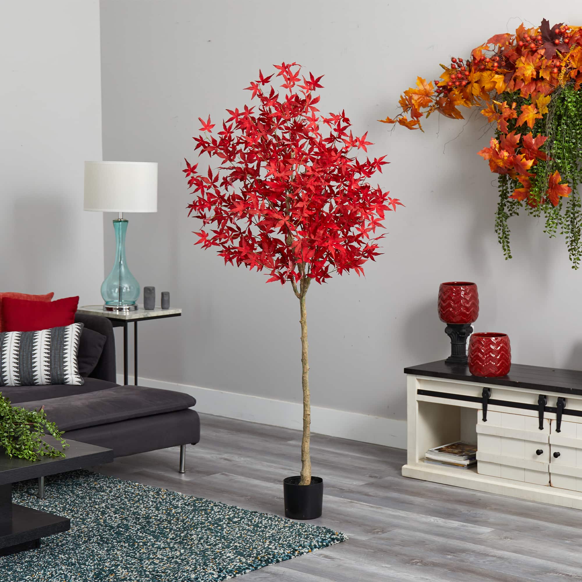 6ft. Red-Orange Autumn Maple Artificial Fall Tree