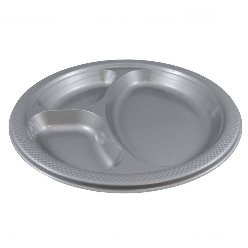 White Plastic Divided Dinner Plates 20ct
