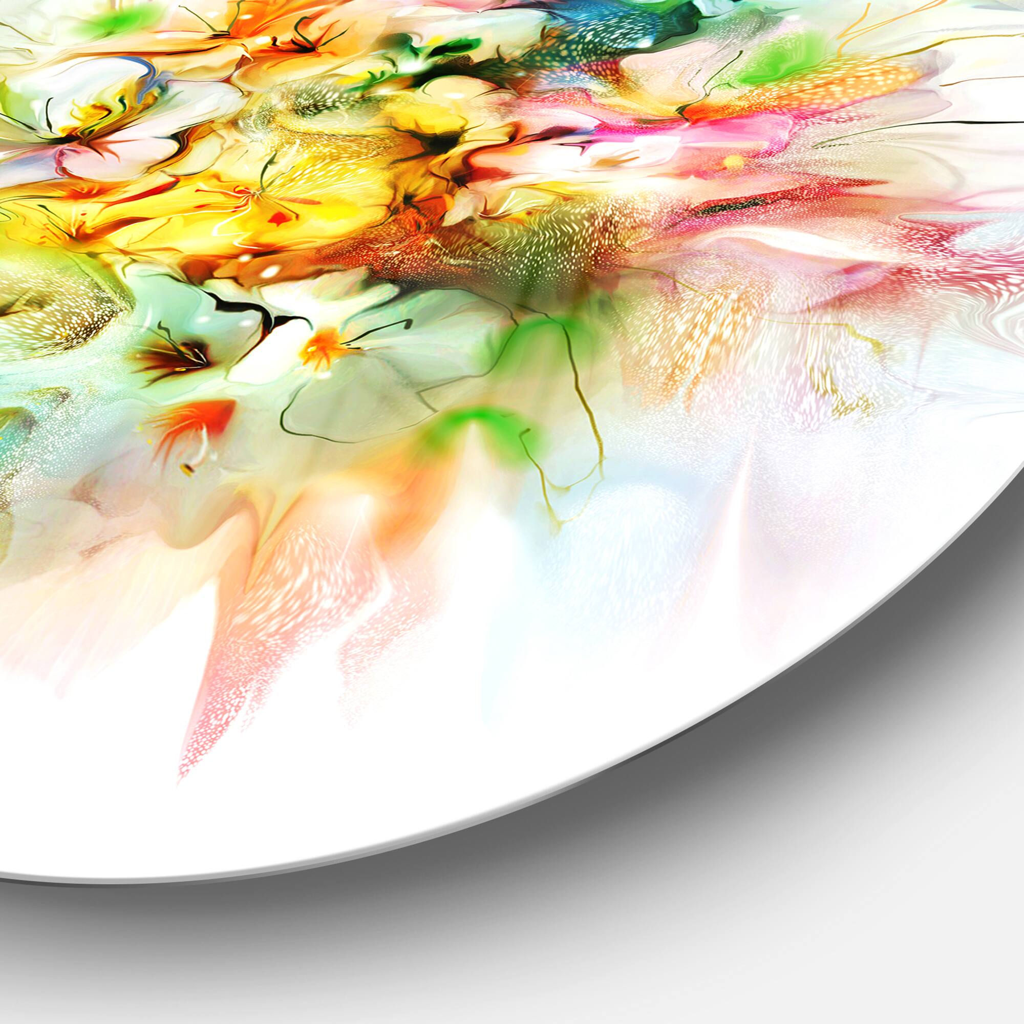 Designart - Yellow Watercolor Flowers' Disc Floral Metal Circle Wall Art