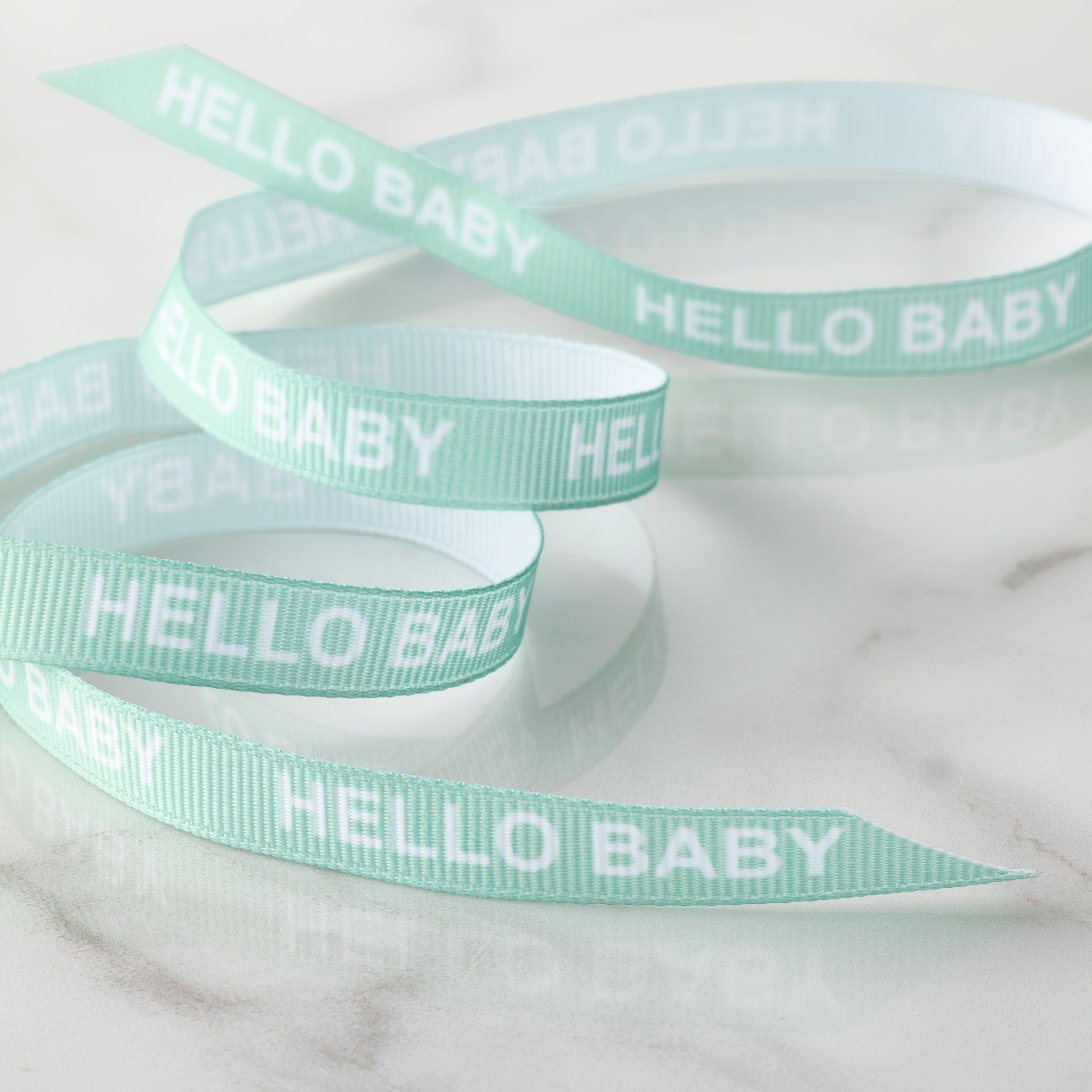 3/8" x 7yd. Sage Hello Baby Grosgrain Ribbon by Celebrate It® Classic