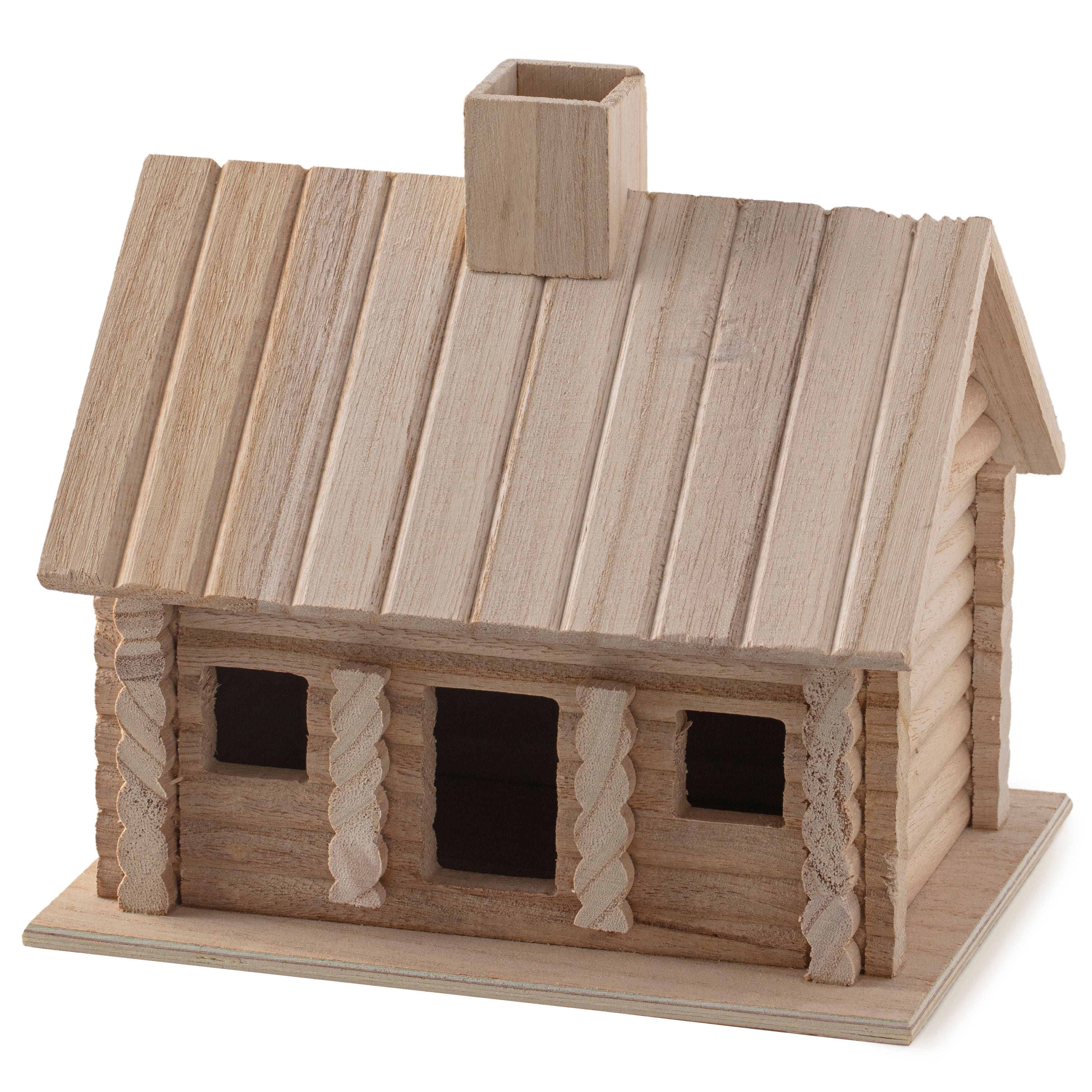 8 Pack: 9" Log Cabin Birdhouse by Make Market®
