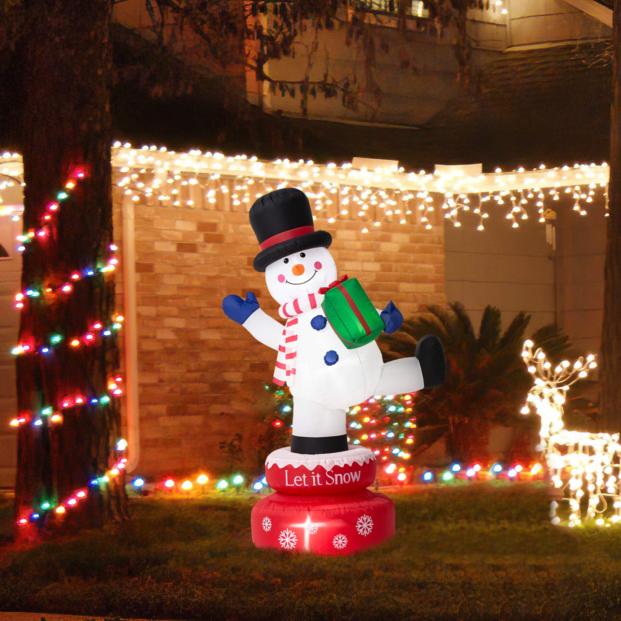 Glitzhome&#xAE; 6ft. Lighted Inflatable Rotating Snowman D&#xE9;cor