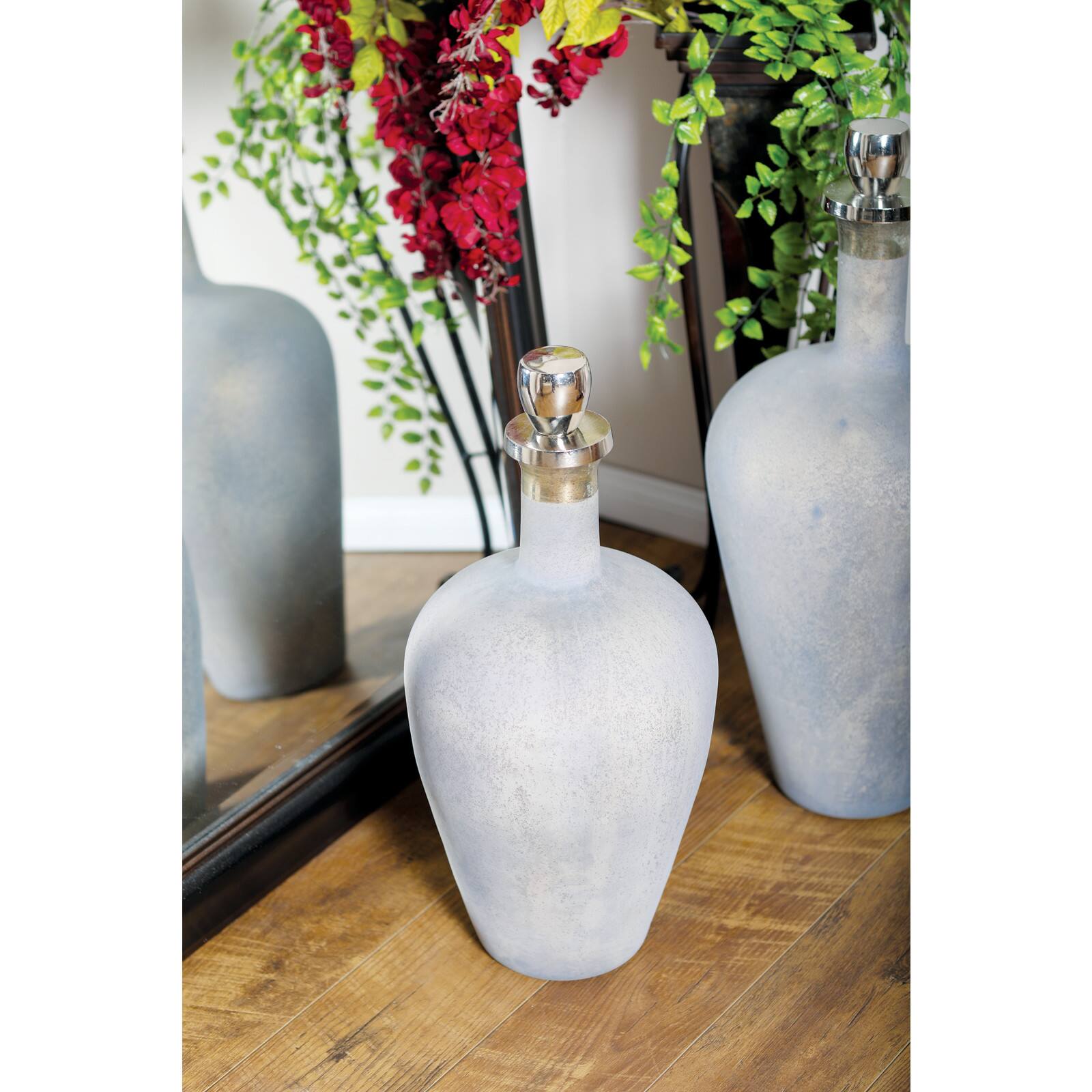 22" Gray Glass Modern Decorative Bottle