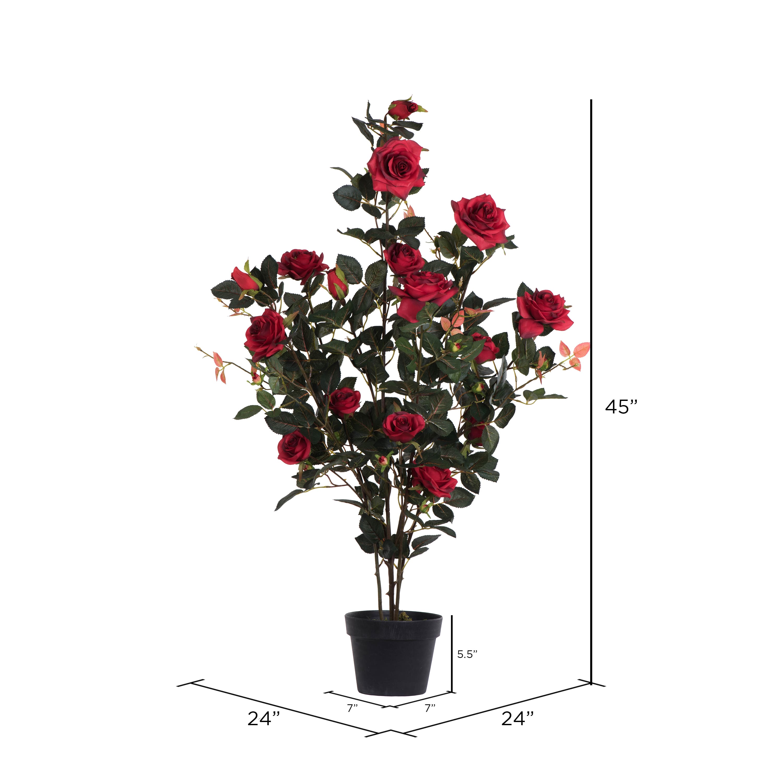 45" Artificial Red Rose Plant in Pot