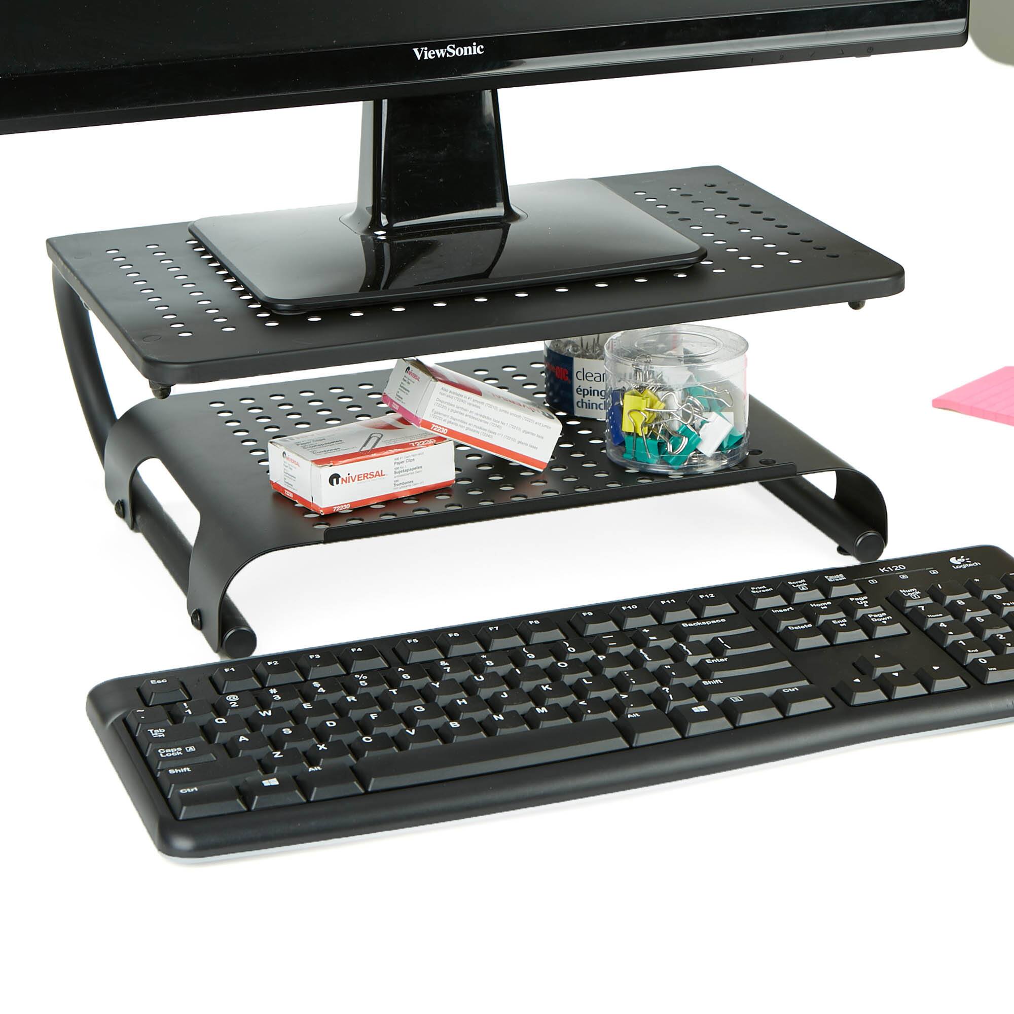 Mind Reader Black 2 Tier Monitor Stand Riser