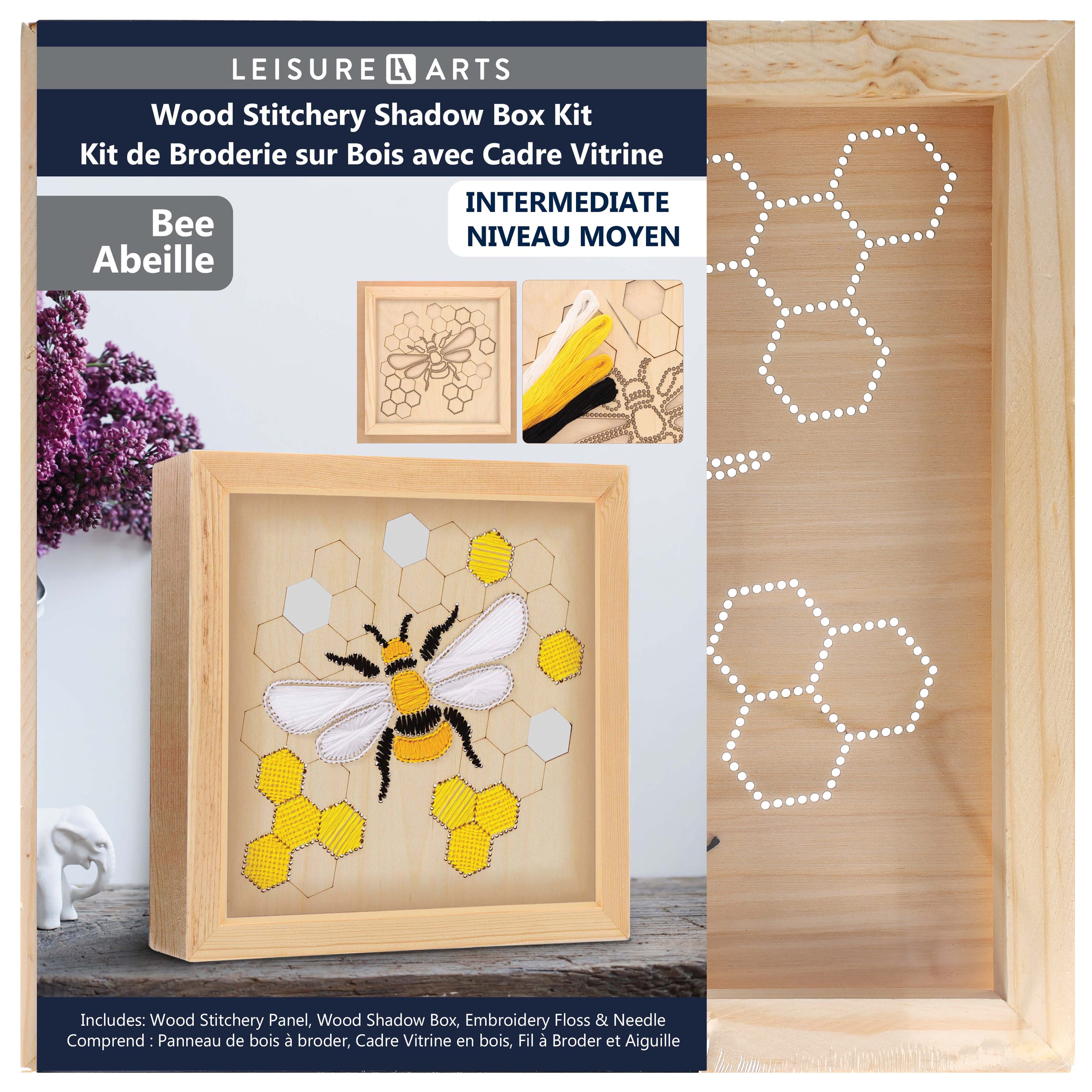 Leisure Arts® Intermediate Bee Wood Stitchery Shadow Box Kit