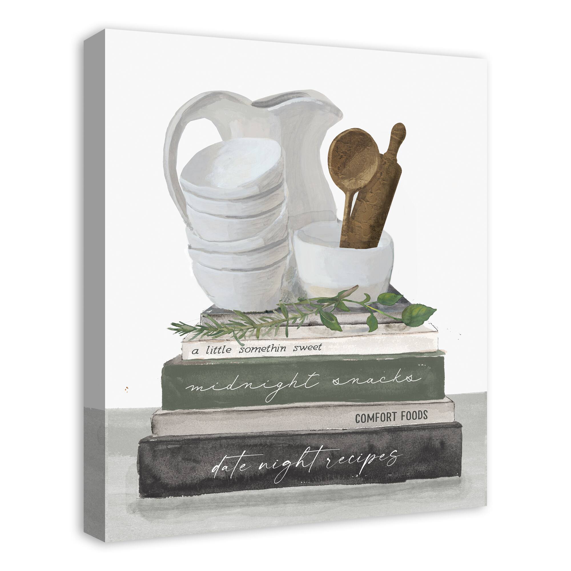 Cookbook Stack Bowls 20" x 24" Canvas Wall Art
