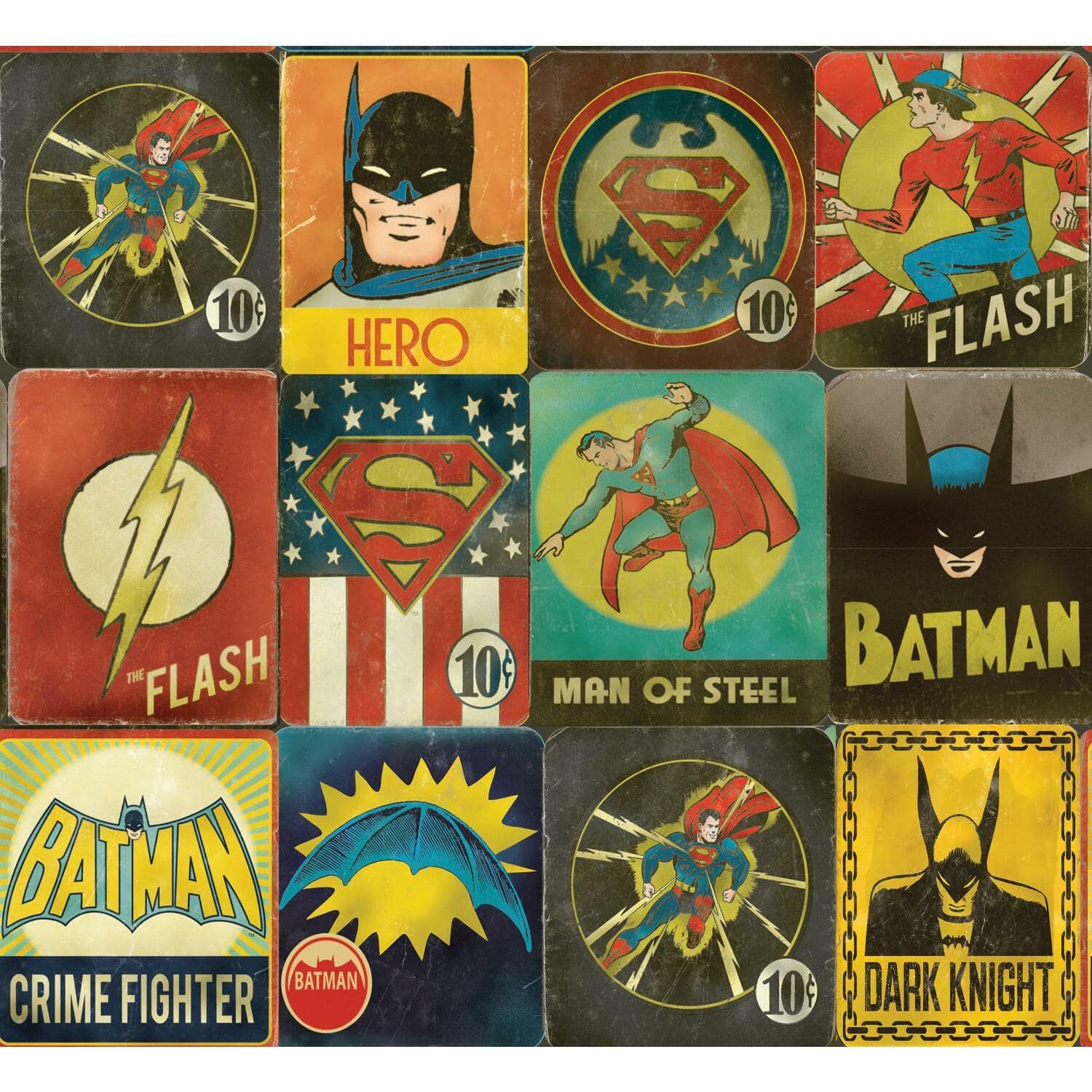 RoomMates Vintage Justice League Peel &#x26; Stick Wallpaper