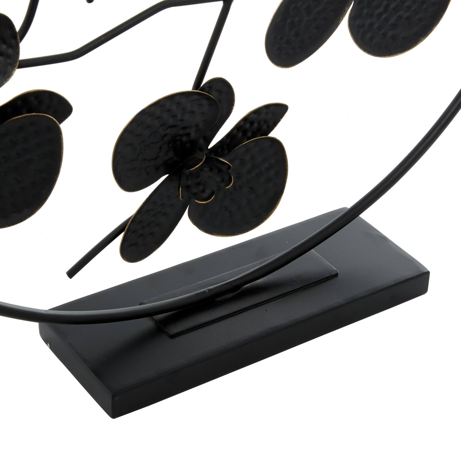 23&#x22; Black Metal Contemporary Leaves Sculpture