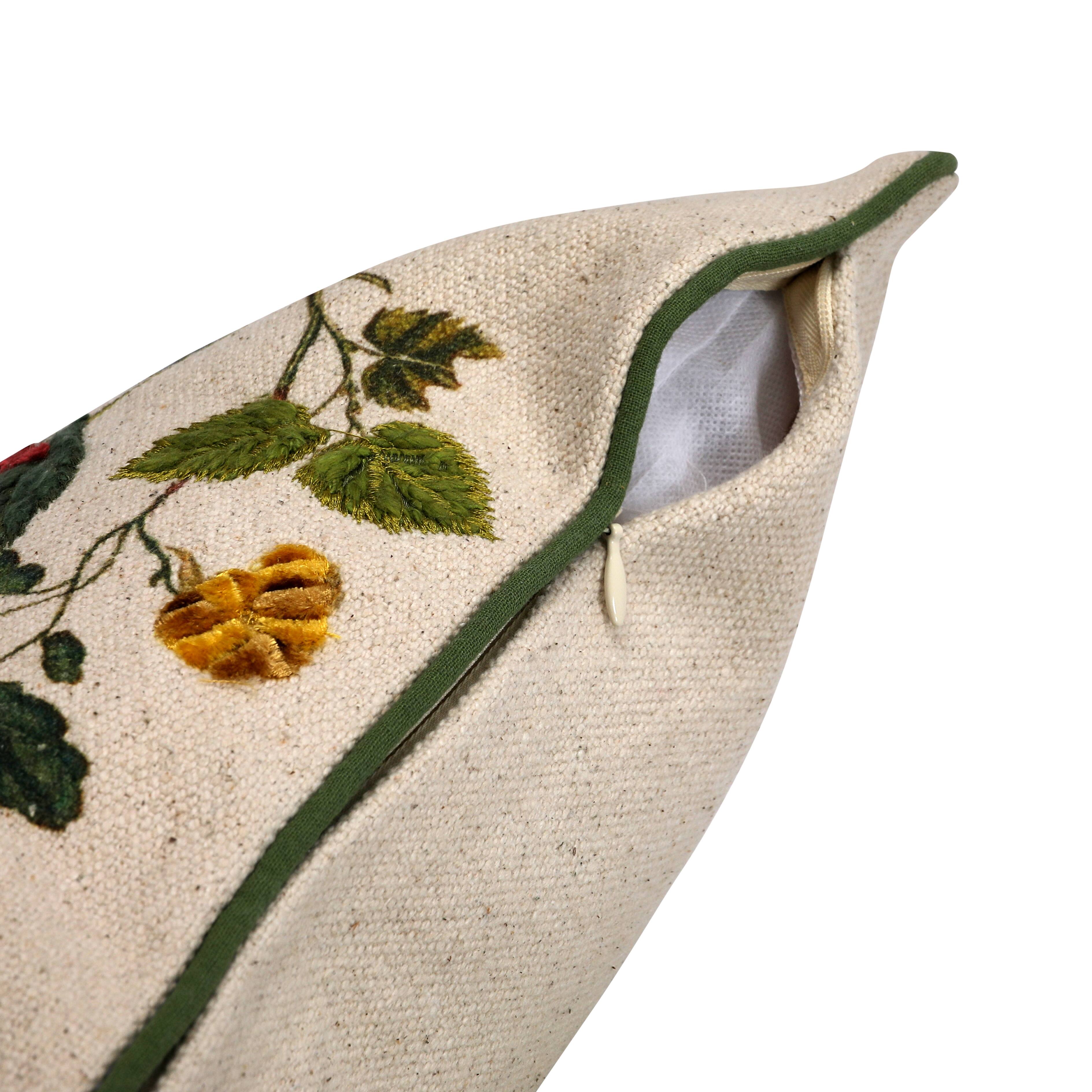 Hello Honey&#xAE; Multicolor Embroidered Butterflies &#x26; Flowers Lumbar Pillow