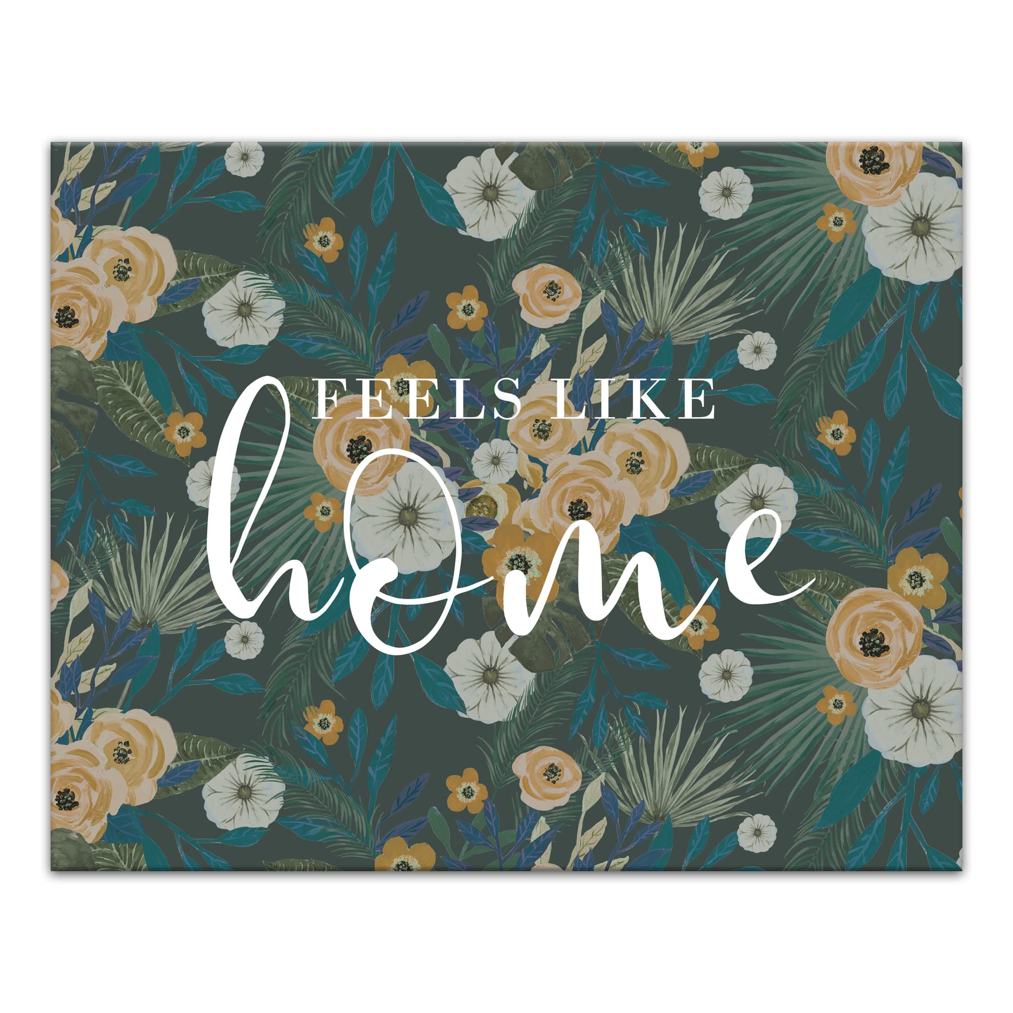 Feels Like Home Tropical Floral Canvas Wall Art