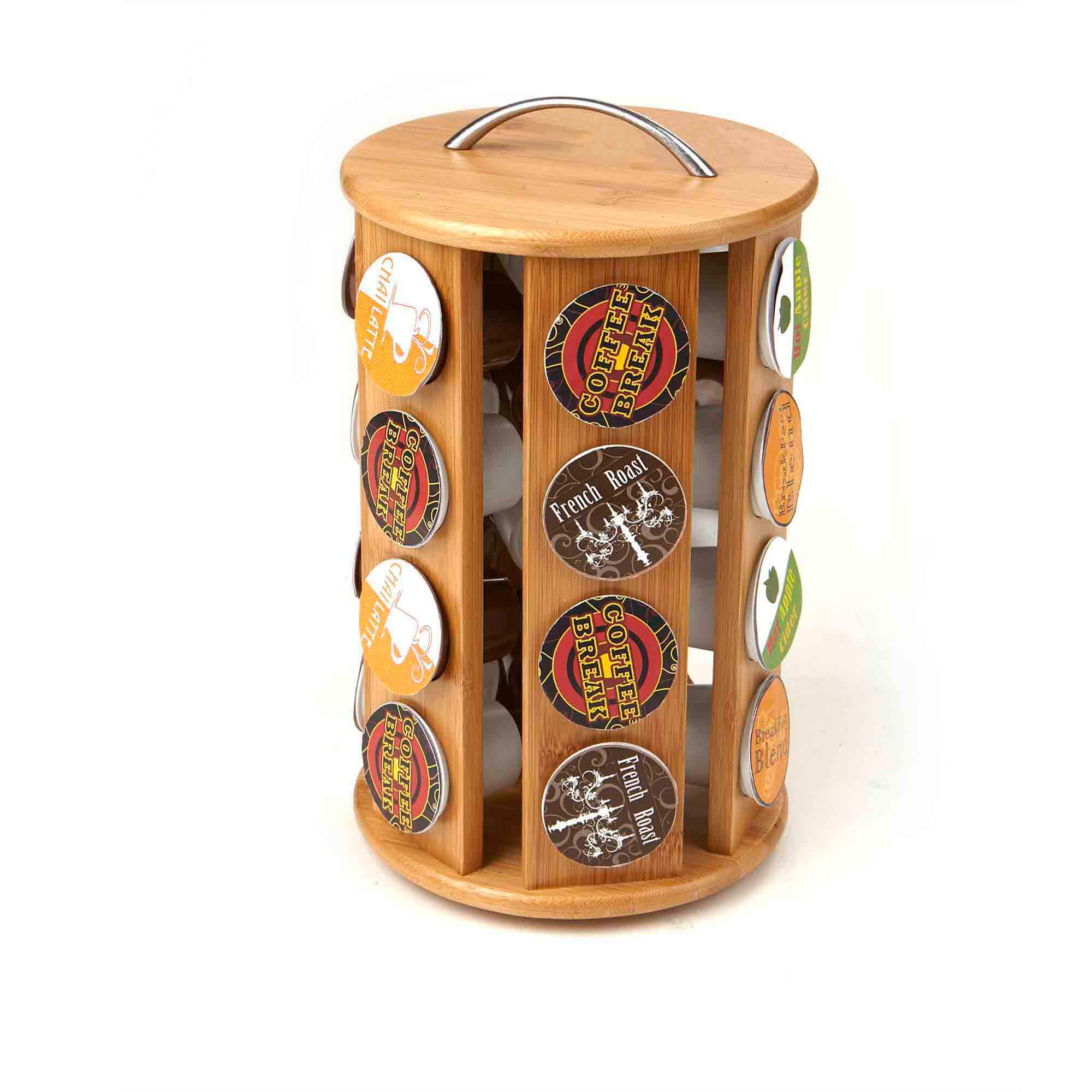 Mind Reader 30 Capacity Bamboo Single Serve Coffee Pod Holder Carousel