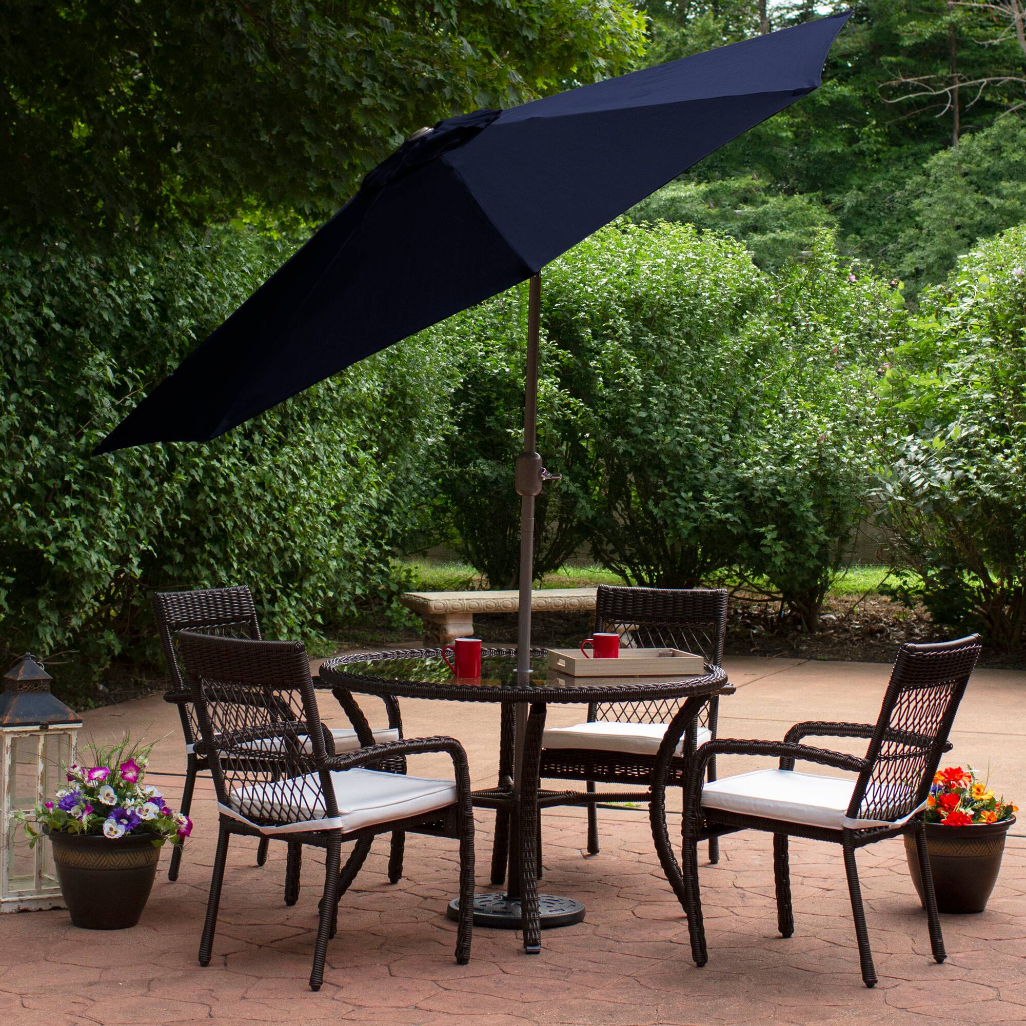 9ft. Outdoor Patio Market Umbrella with Hand Crank &#x26; Tilt