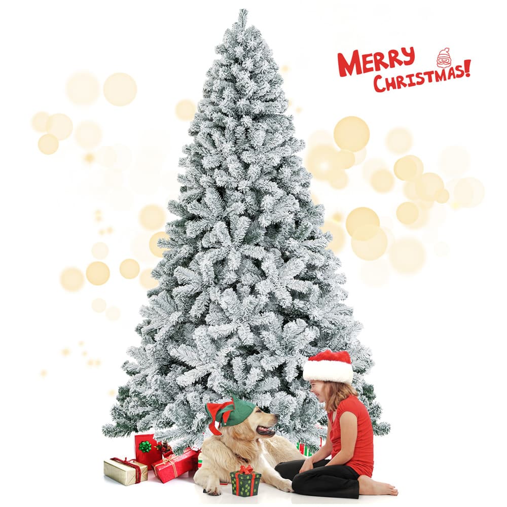 Costway 7.5ft. Unlit Snow Flocked Artificial Christmas Tree