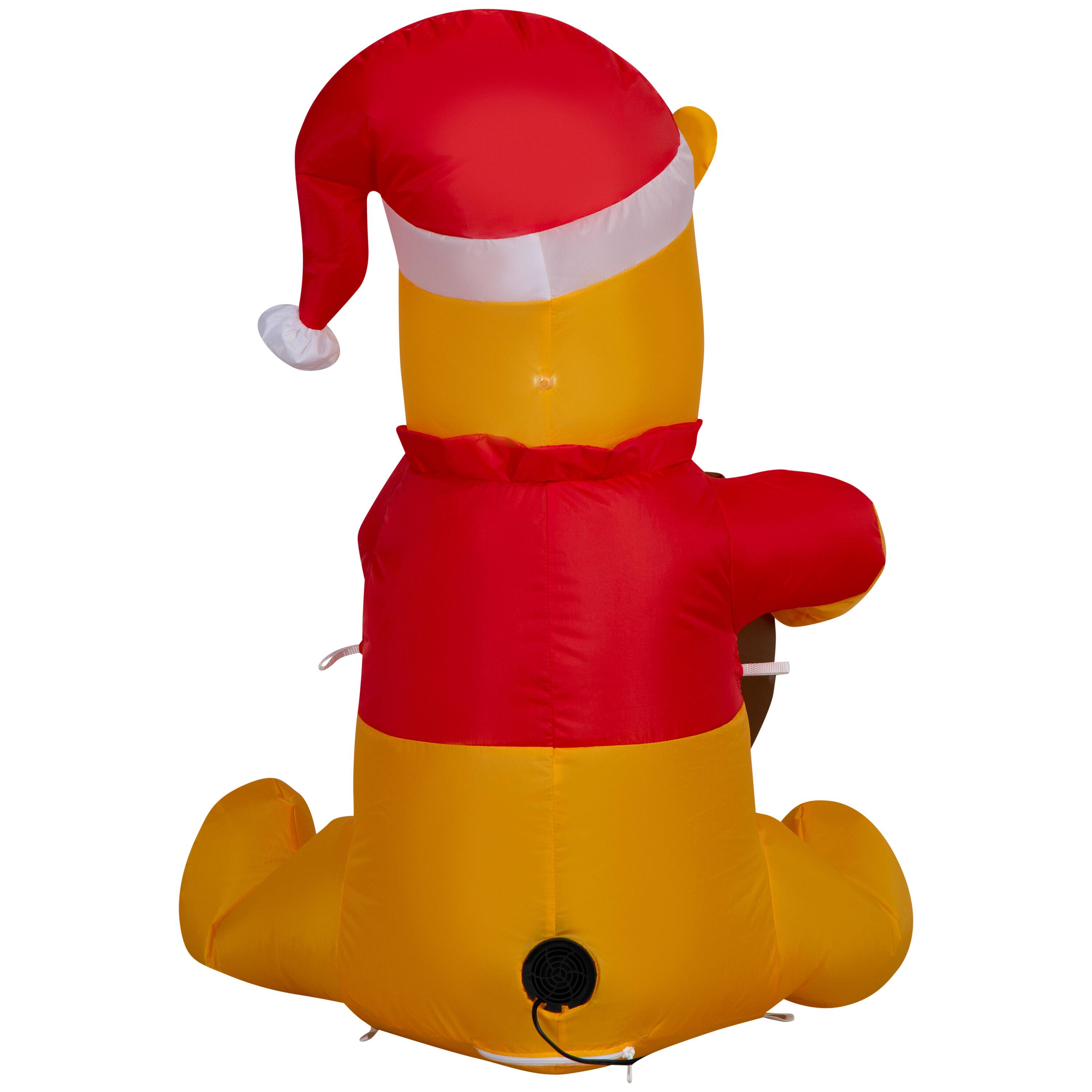 3ft. Airblown&#xAE; Inflatable Christmas Winnie the Pooh in Santa Hat with Hunny Pot