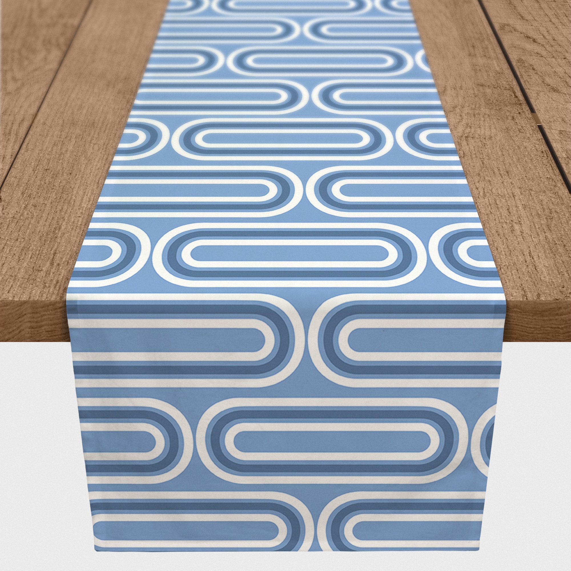 90" Groovy Blue Lines Cotton Twill Runner