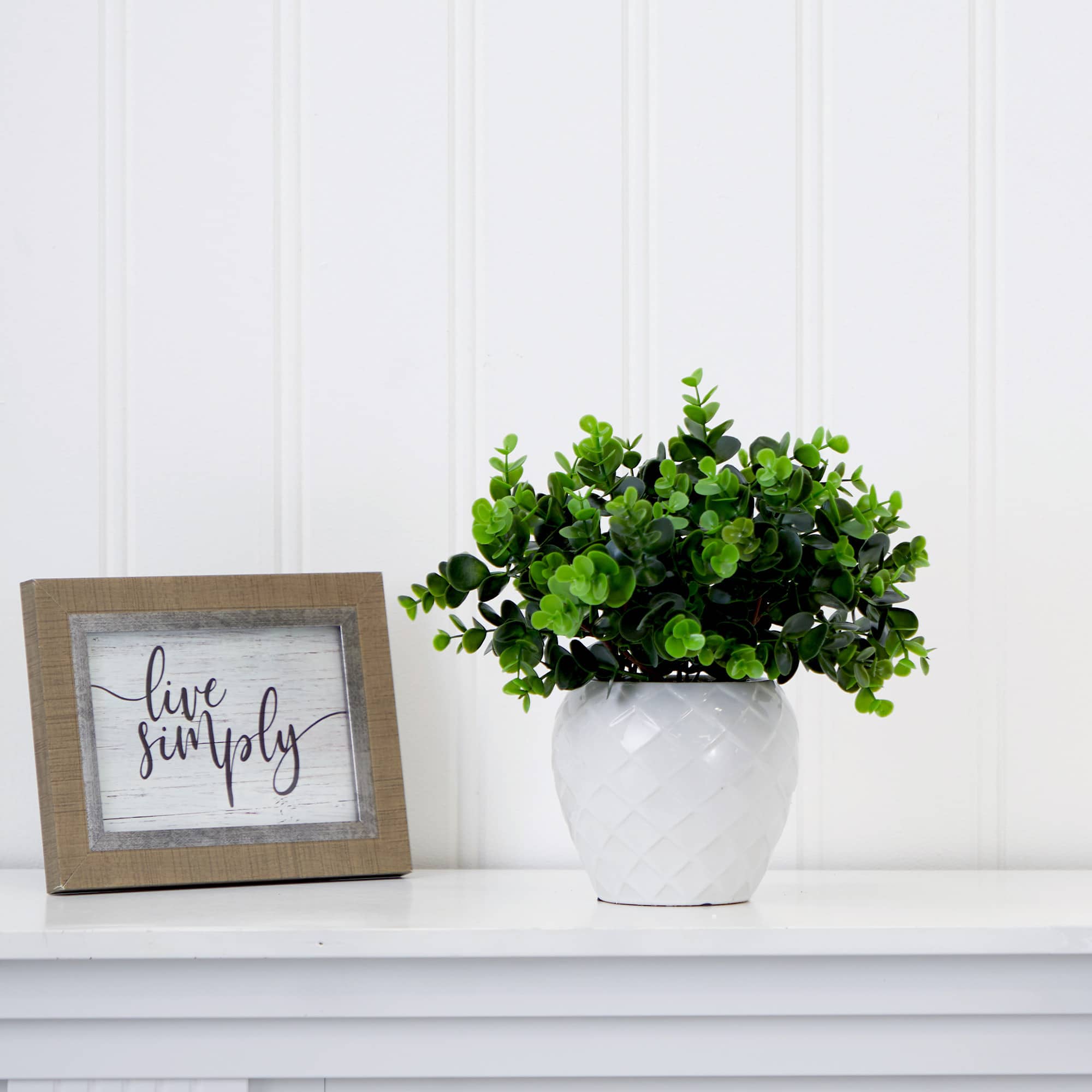11&#x22; Artificial Boxwood Plant with Decorative Planter