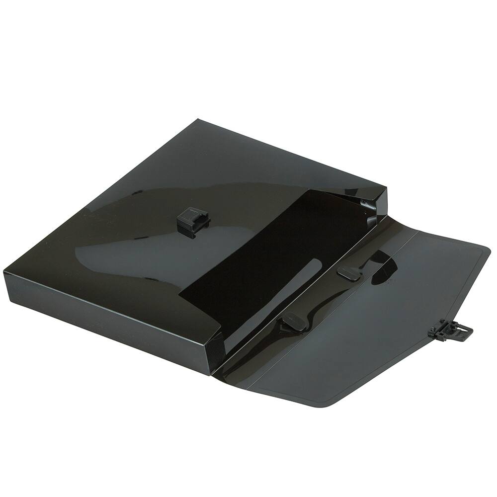 JAM Paper Black Plastic Portfolio Briefcase with Handles 12&#x22; x 9.5&#x22;