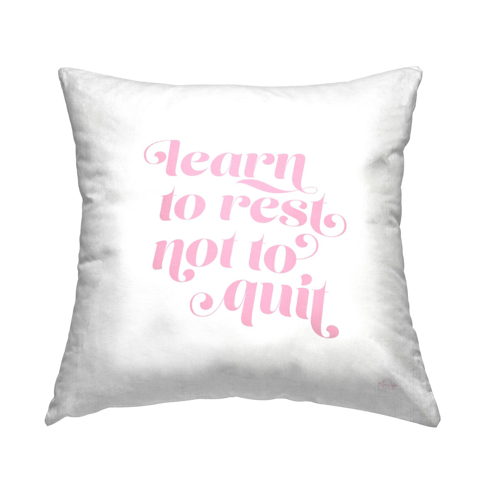 Stupell Industries Learn To Rest Self Care Motivational Pink Typography Throw Pillow, 18" x 18"