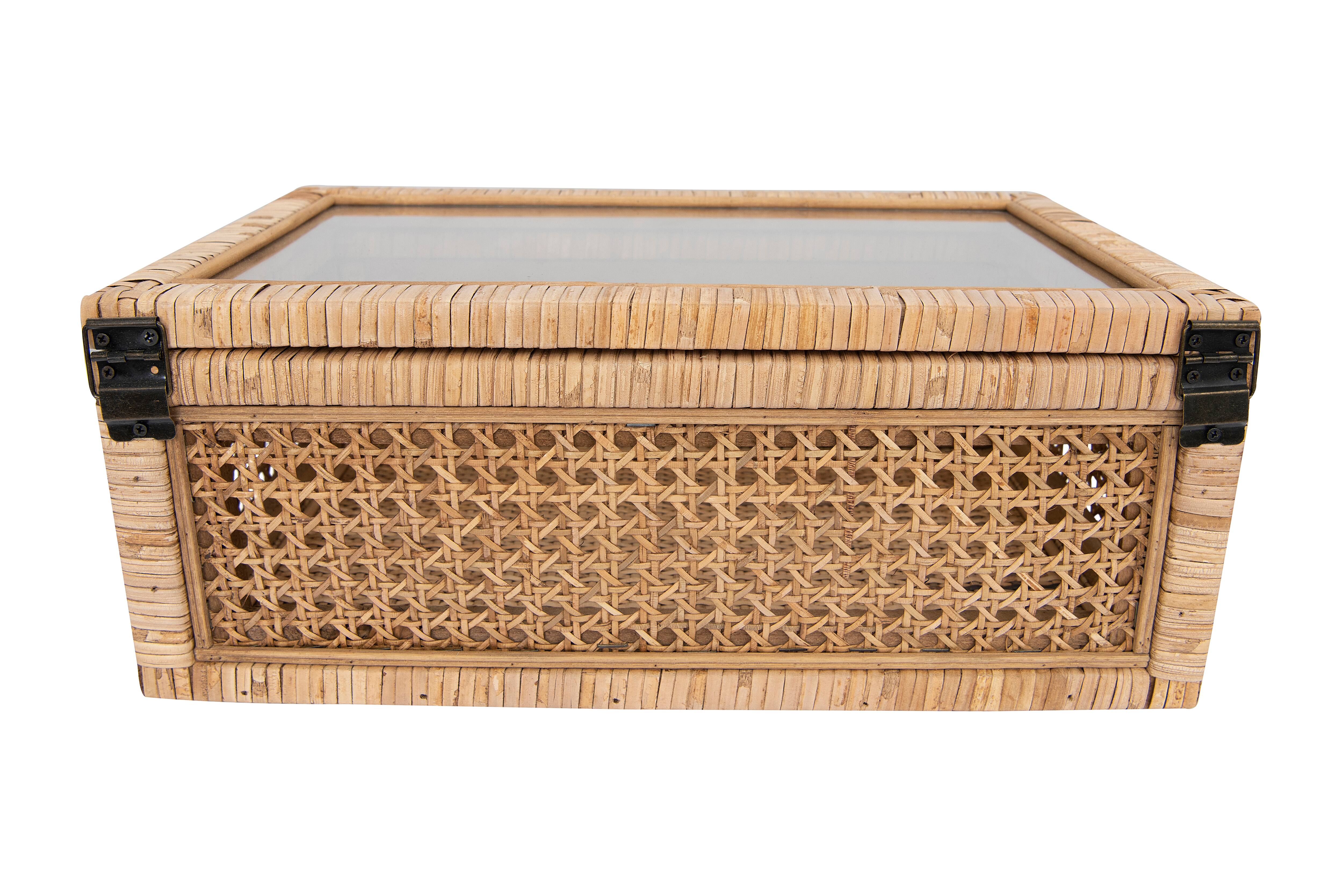 Hello Honey® Cane & Rattan Display Box with Glass Lid Set