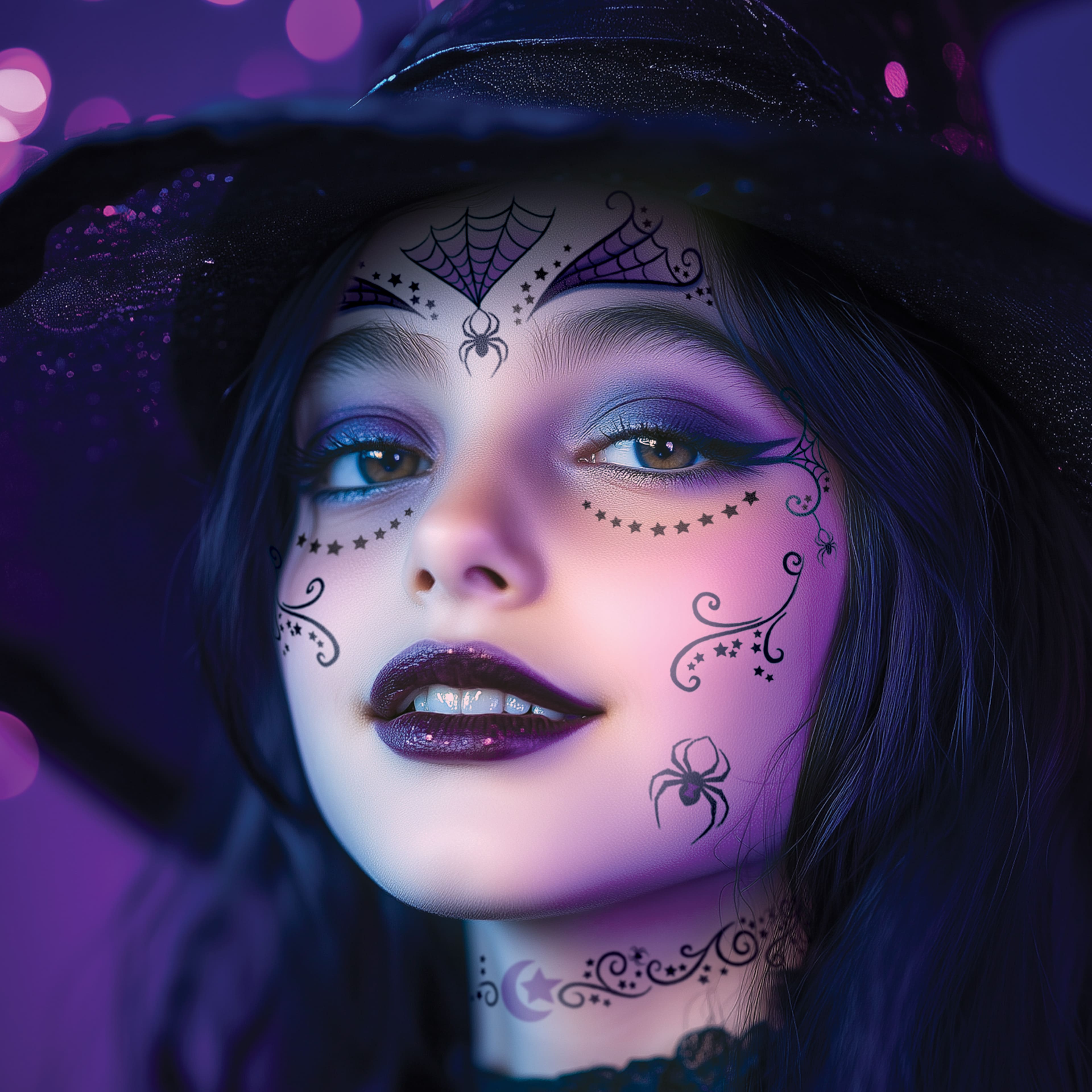 Savvi Purple Witch Costume Tattoos